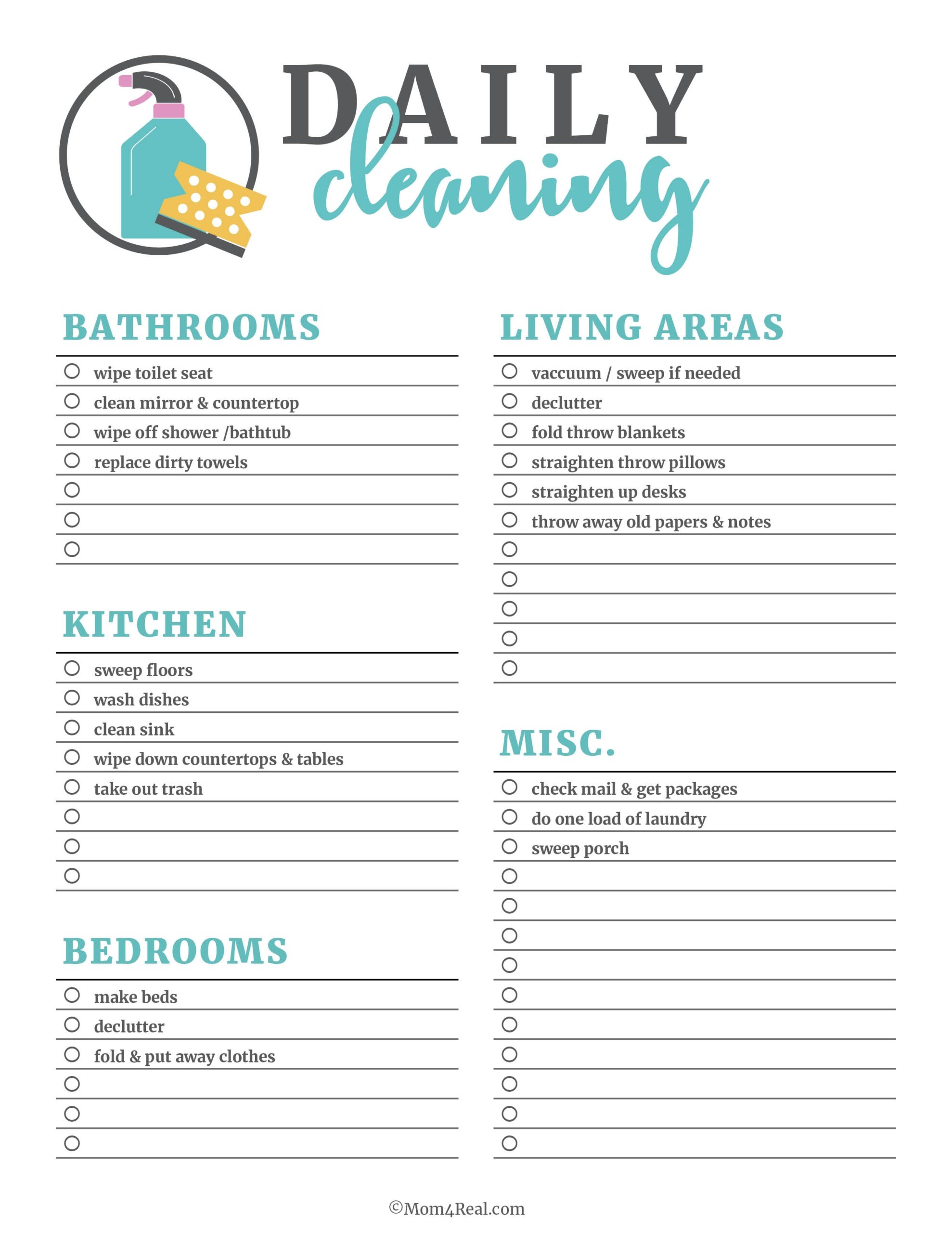Printable Free Cleaning Schedule