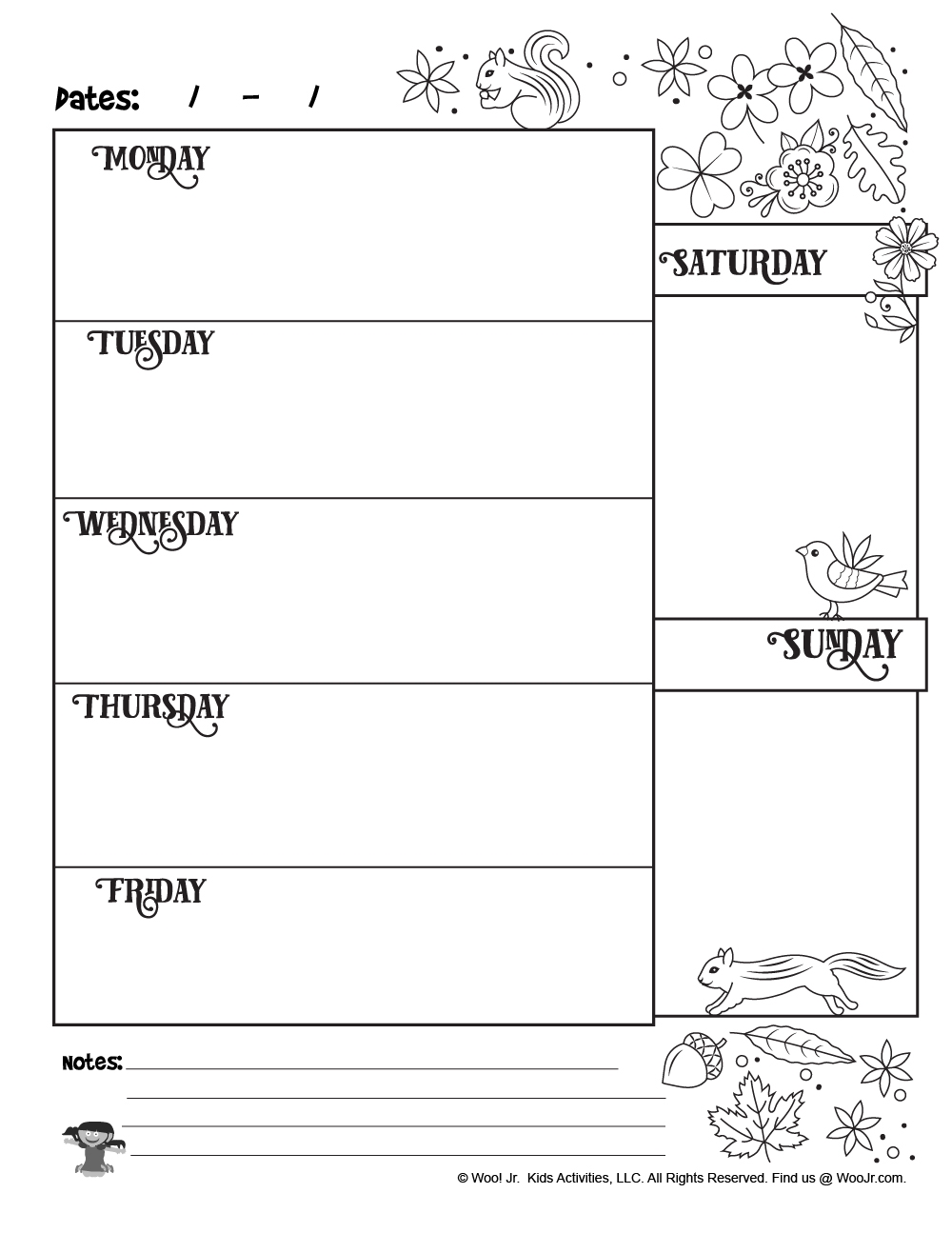 Coloring Day Planner Printable Weekly