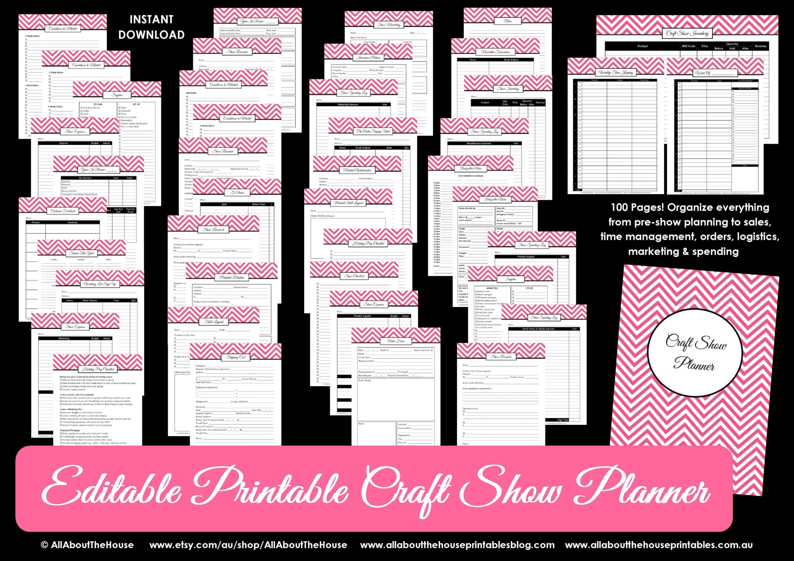 Printable Craft Show Planner For Handmade Markets And Trade Shows Editable All About Planners