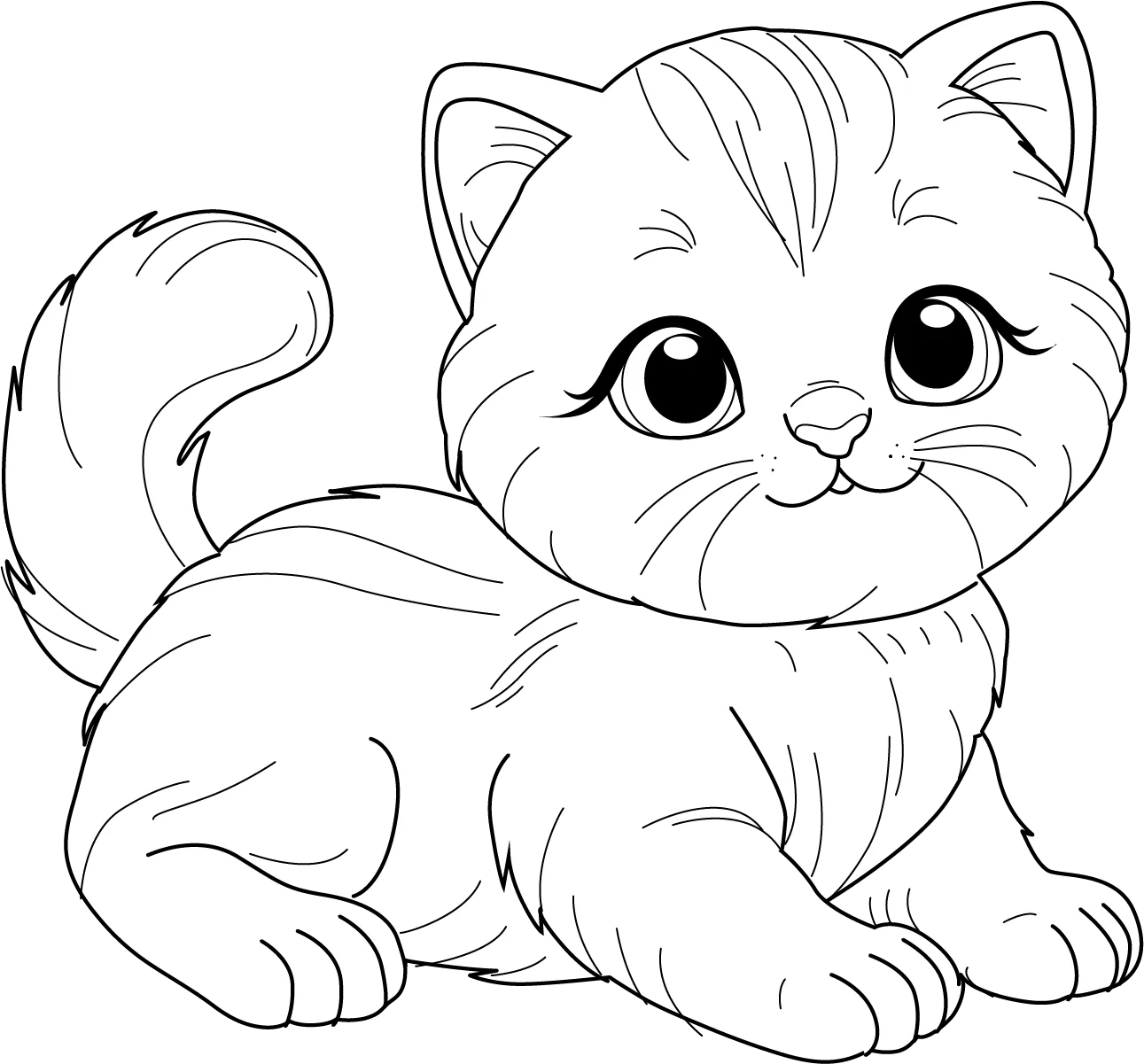 Printable Cute Cat Coloring Page