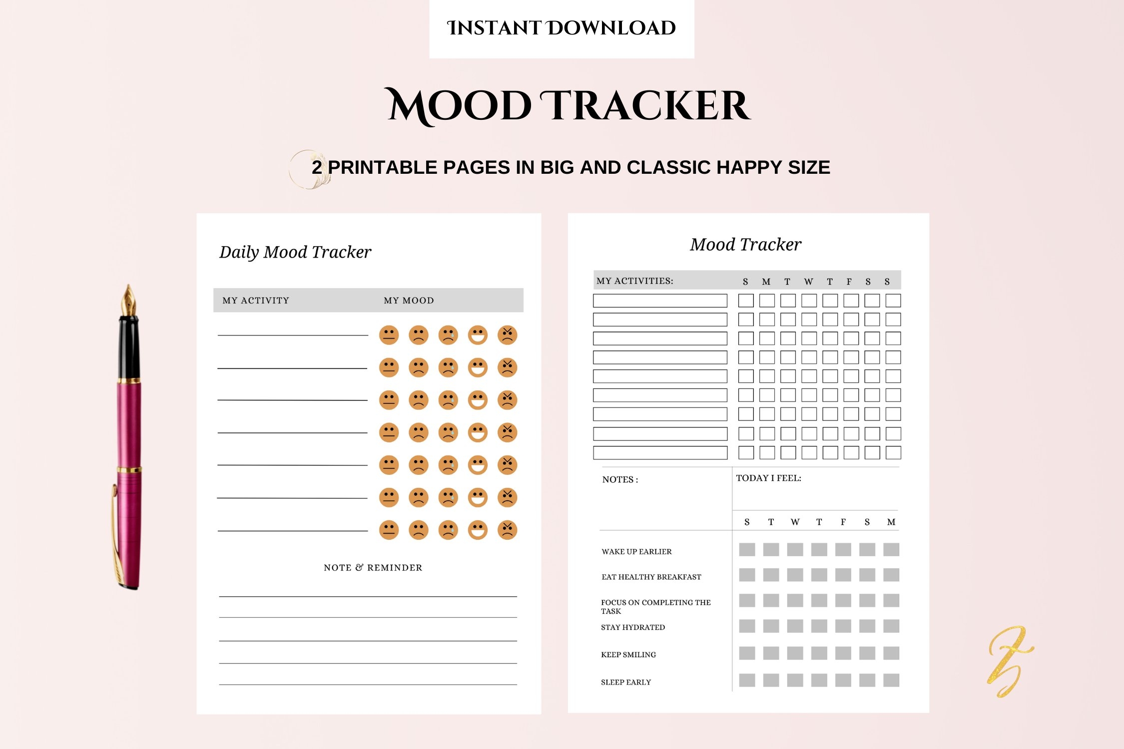 Printable Daily Mood Journal For Optimistic Days