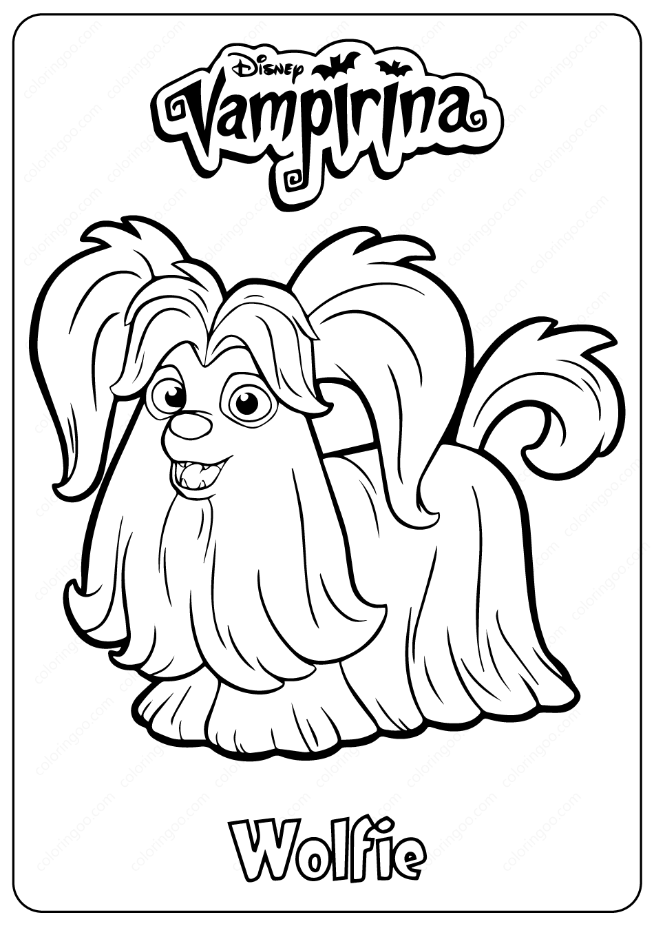 Printable Vee And Wolfie Colouring Sheet