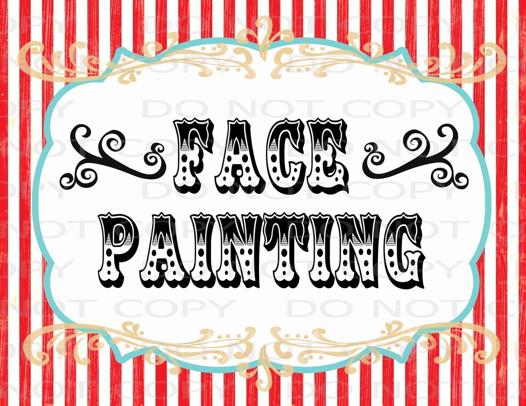 Printable DIY Vintage Circus Face Painting Station Sign 8 5 X 11 And 8 x10 INSTANT DOWNLOAD Etsy Sweden