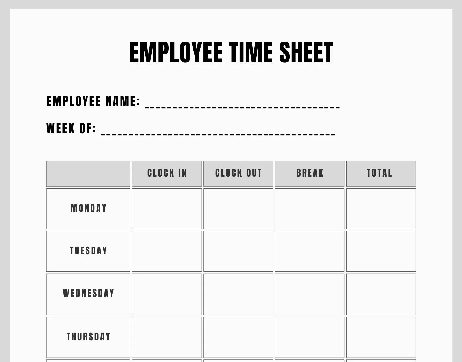 Printable Employee Timesheet Printable Timecard Work Schedule Tracker Easy Work Log Employee Time Sheet Temporary Employee Timecard Etsy Printable Employee Timesheet Printable Timecard Work Schedule Tracker Easy Work Log Employee Time Sheet Temporary Employee Timecard Etsy