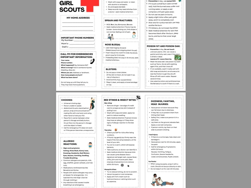 Printable First Aid Guide Etsy