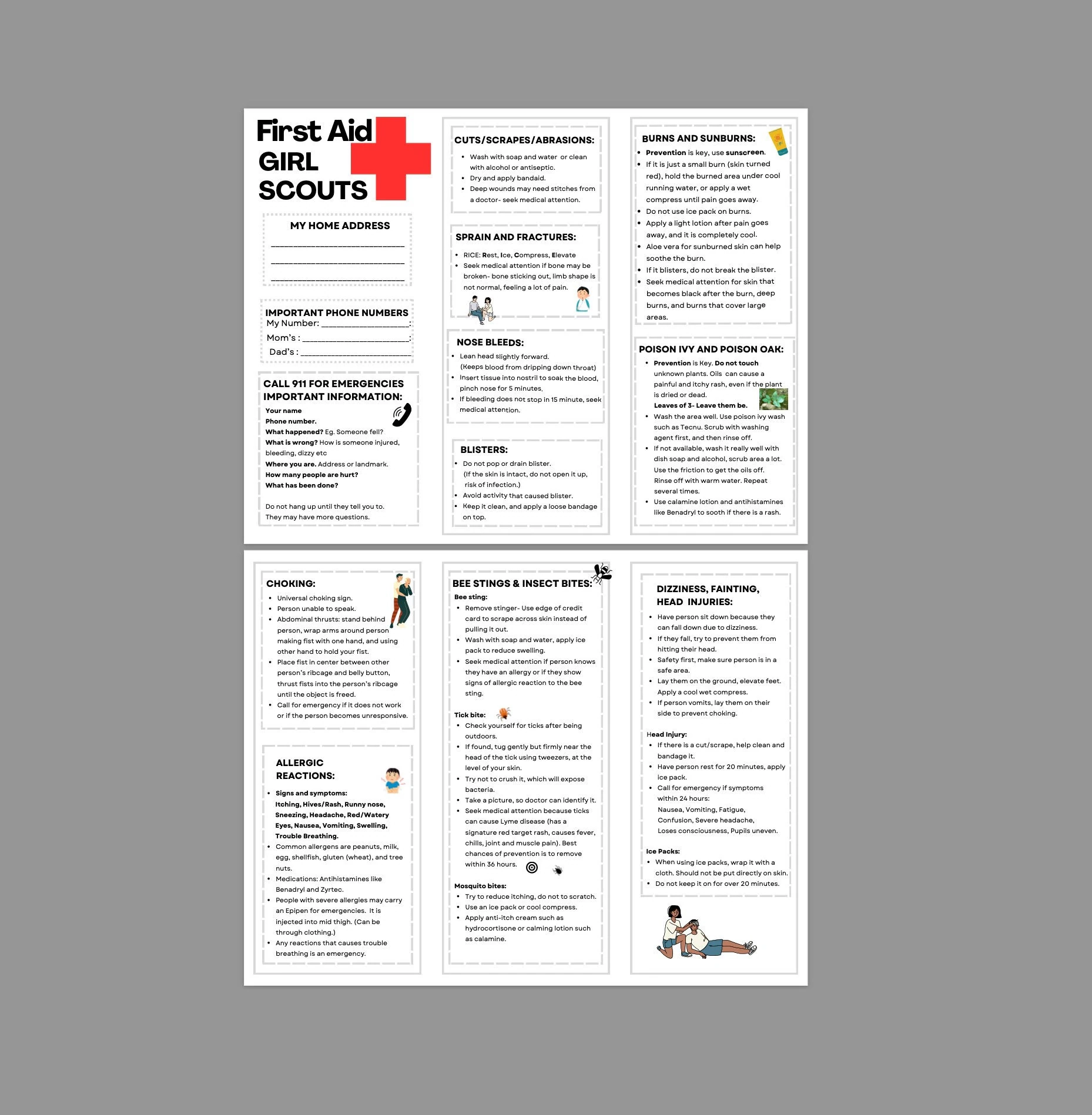 Printable First Aid Guide Etsy
