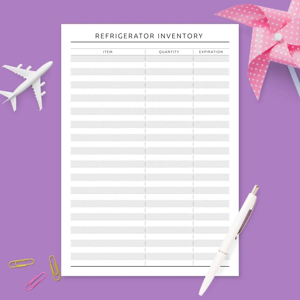 Printable Food Inventory Templates Download PDF