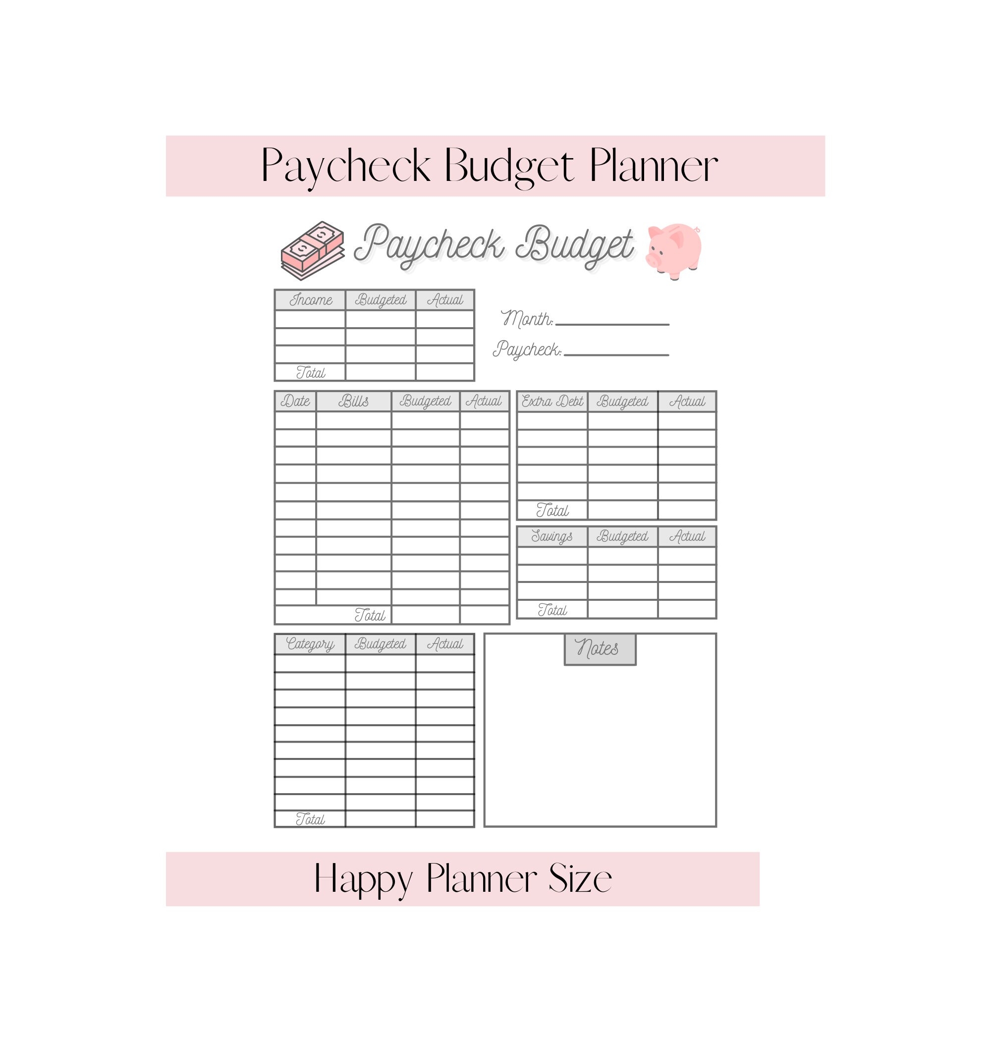 Budget Tracker Printable Happy Planner