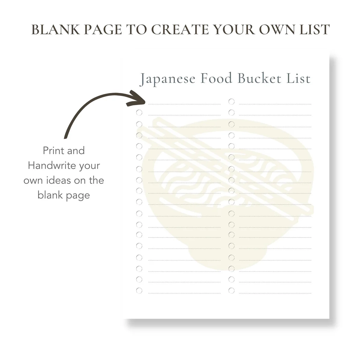 Japanese Food List Printable