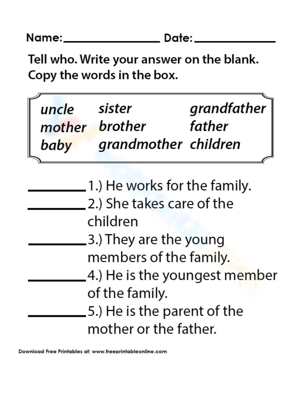 Printable Kindergarten Family Roles Worksheets Printable Kindergarten Family Roles Worksheets