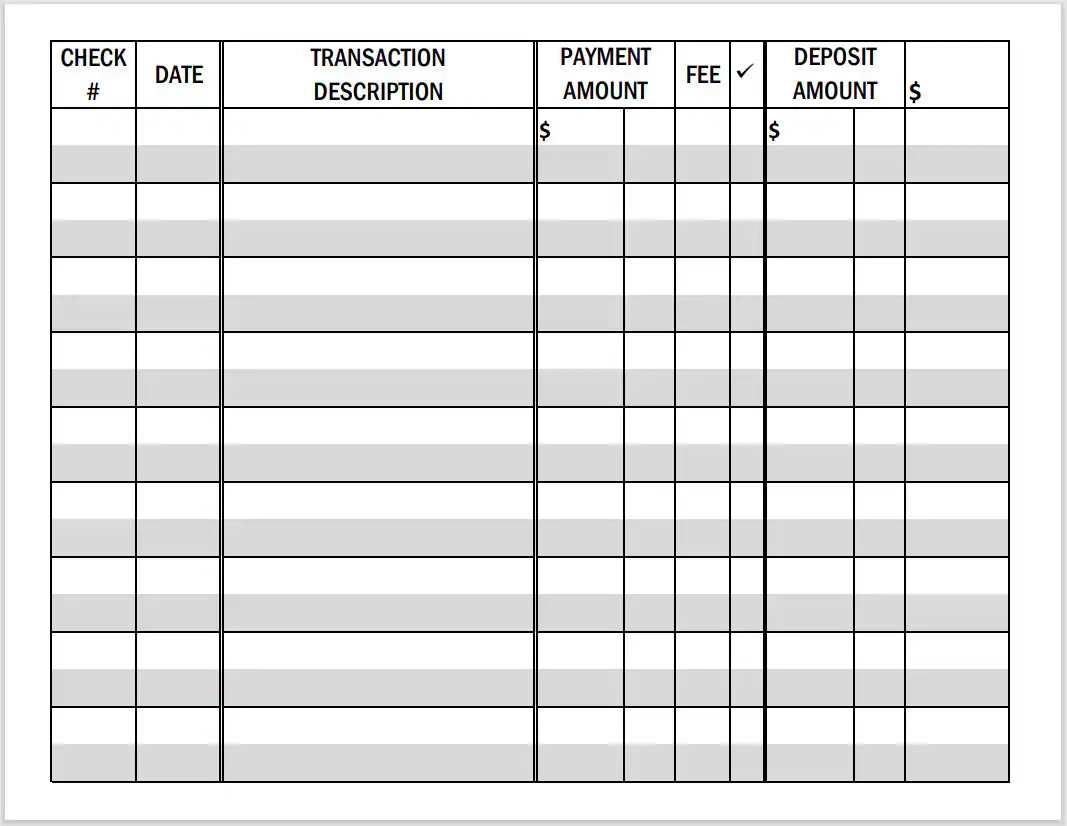 Printable LARGE PRINT Checkbook Register Landscape Format PDF File Etsy
