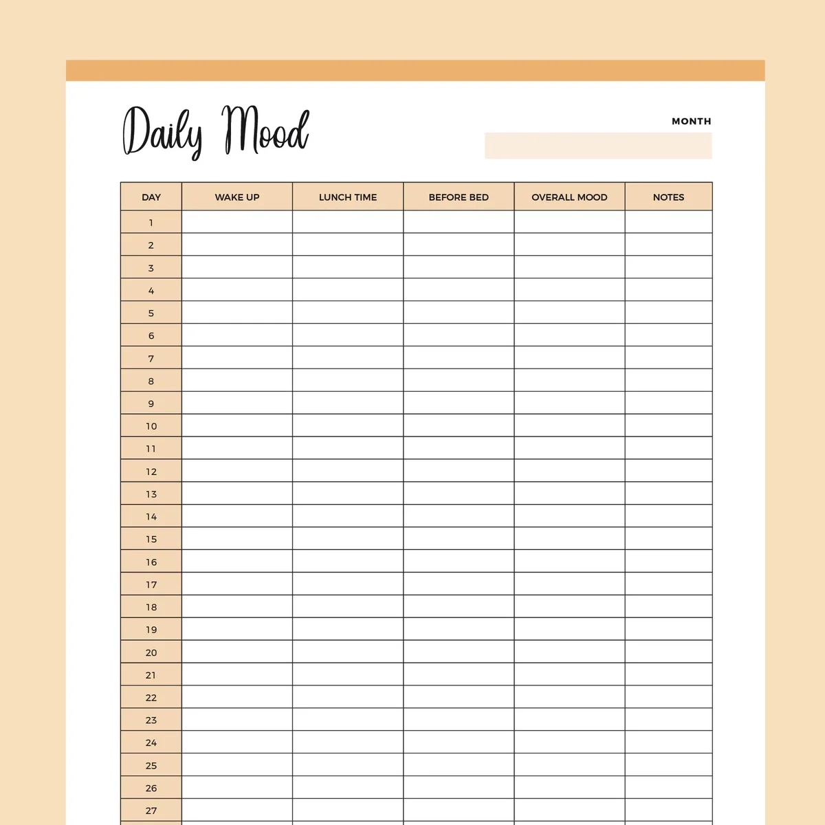 Printable Monthly Mood Tracker Plan Print Land