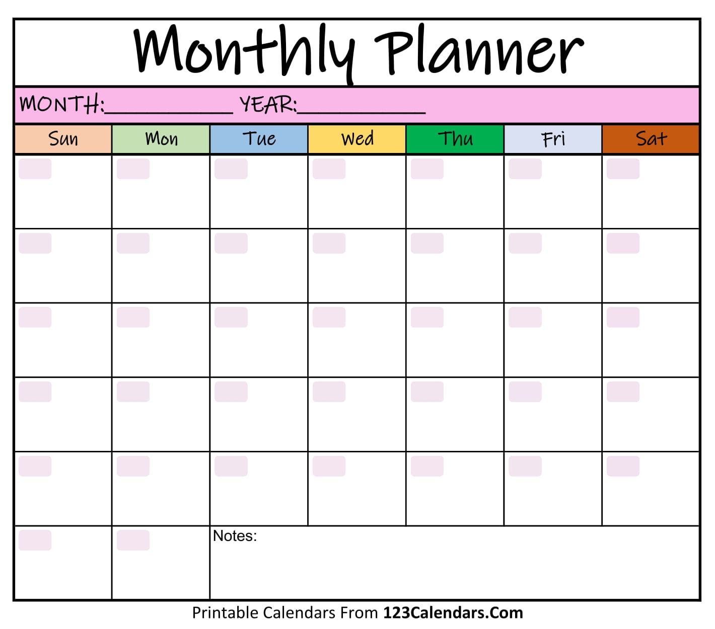 Monthly Blank Planner Printables