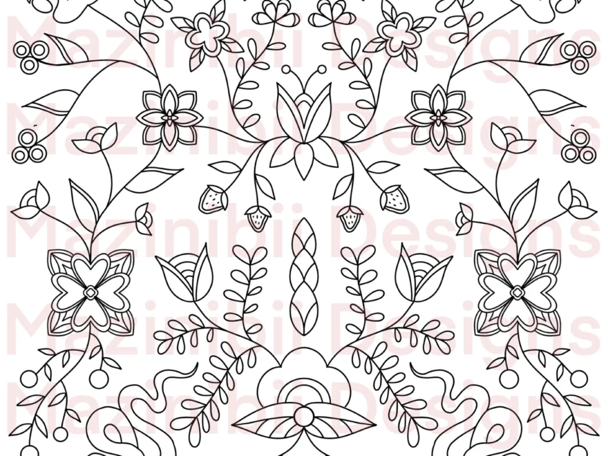 Printable Ojibwe Floral Coloring Pages By Mazinibiidesigns 2 Pages Native Coloring Page Instant Download Etsy