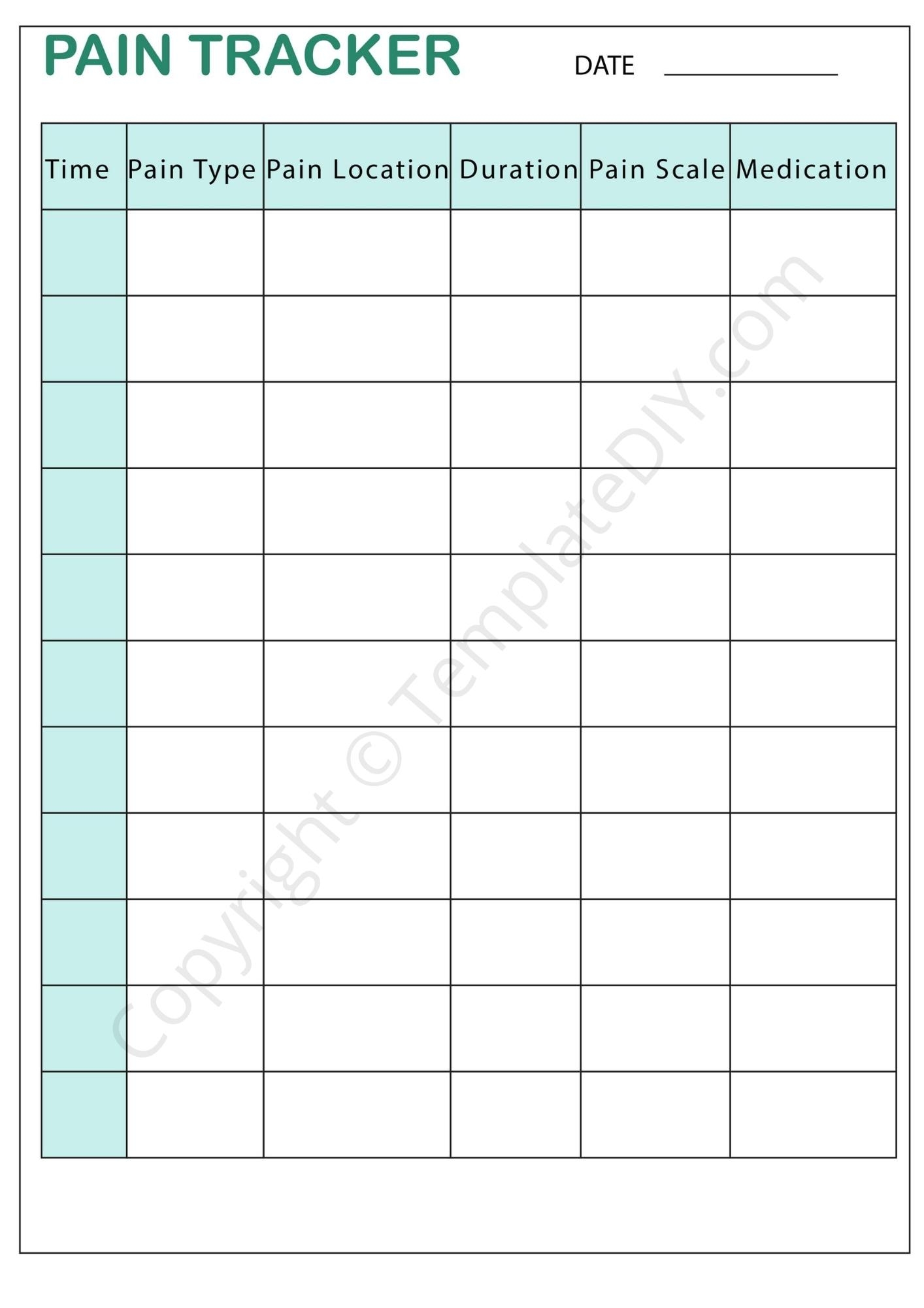 Pain Med Chart Blank Printable