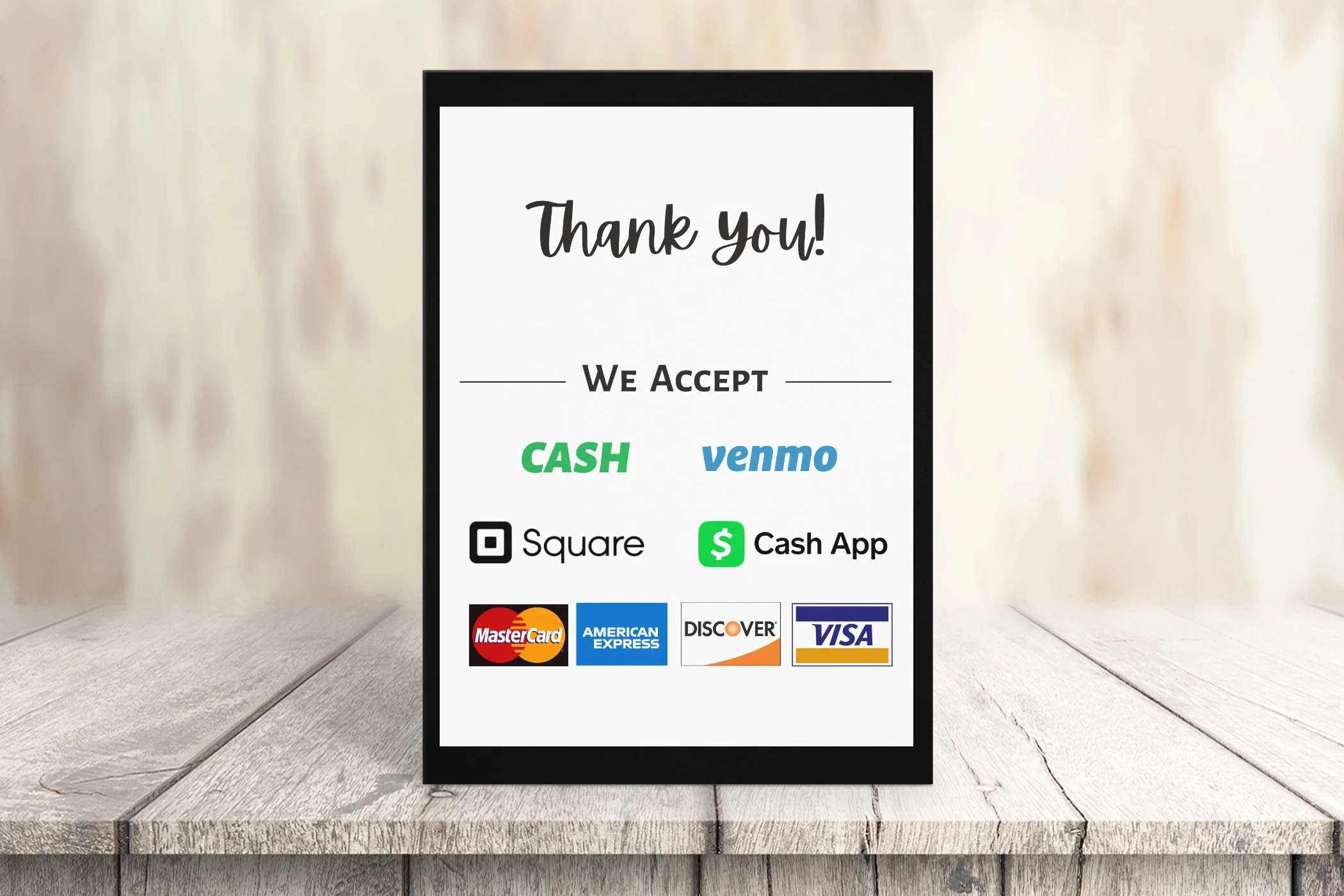 Printable Payment Sign We Accept Credit Cards Sign Vendor Payment Sign Instant Download Etsy