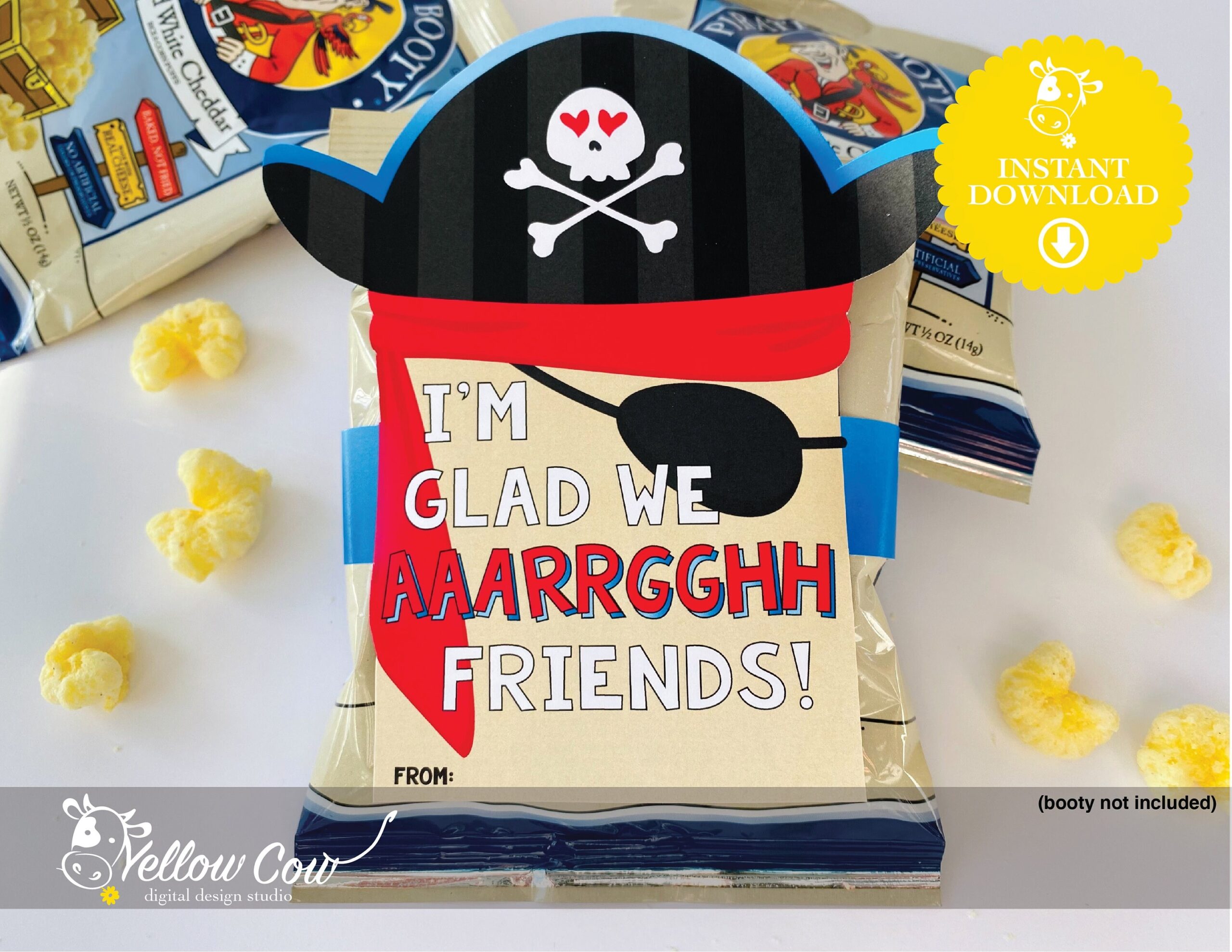 Printable Pirate Booty Valentines Day Snack Tag pirate Valentine Treat Bag Tag ahoy Kids classroom Valentines instant Download Valentine Tag Etsy