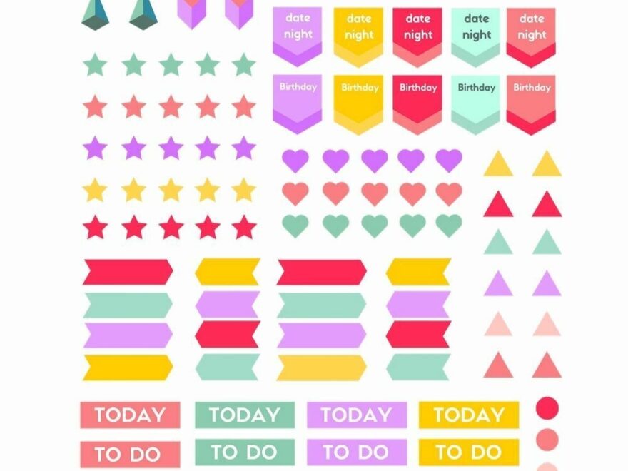 Printable Planner Stickers Planner Labels Printable Download A Set Of Free Printable Stickers PNG s Suitable For Die Cutting Machines