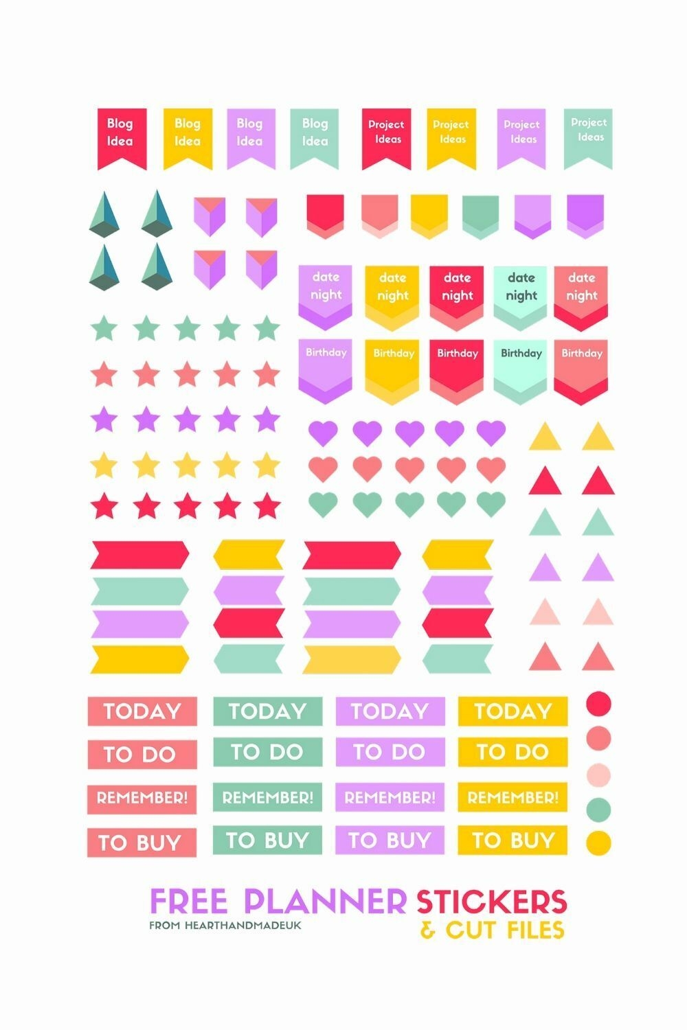 Printable Planner Stickers Planner Labels Printable Download A Set Of Free Printable Stickers PNG s Suitable For Die Cutting Machines