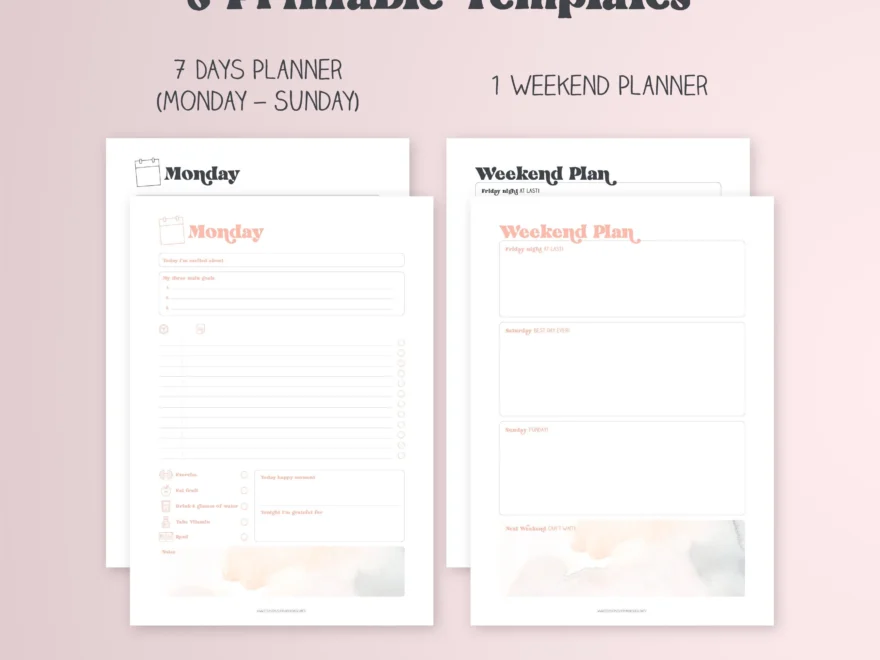 PRINTABLE Planner Templates Daily Planner Weekend Planner Work Productivity Planner Printable Everyday Journal Printable Day Planner Etsy