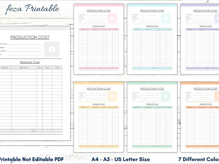 Printable Production Cost Template Printable Material Cost Printable Cost Planner Printable Production Tracker Business Planner PDF Log Etsy
