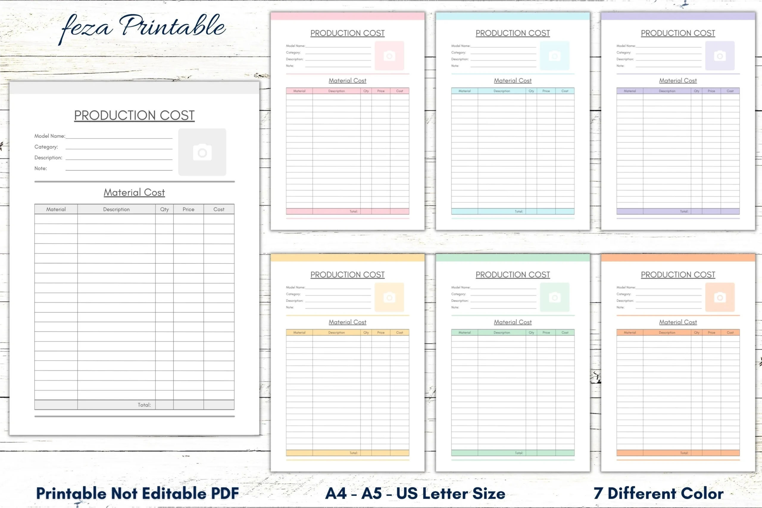 Printable Production Cost Template Printable Material Cost Printable Cost Planner Printable Production Tracker Business Planner PDF Log Etsy