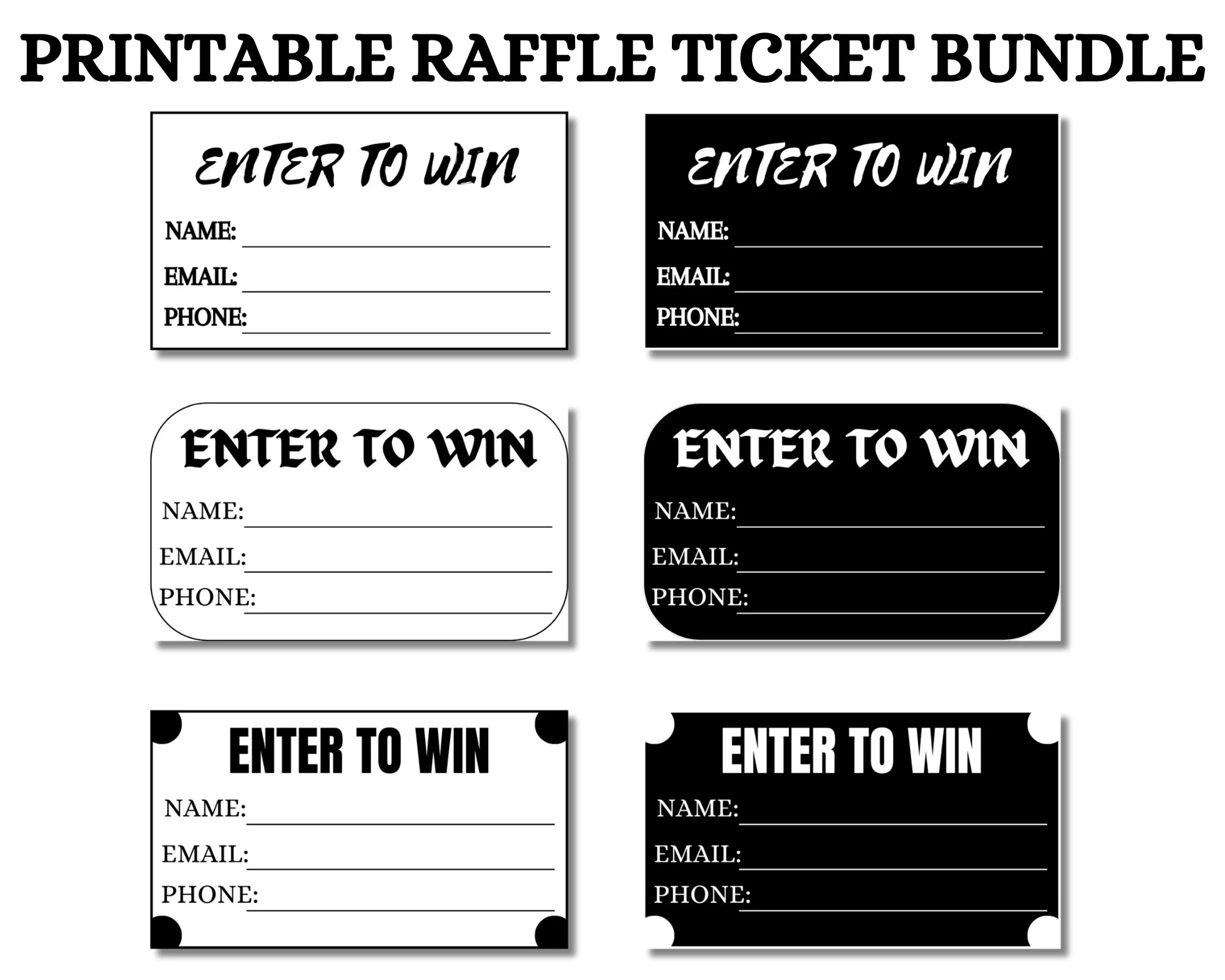 Printable Raffle Tickets Enter To Win Tickets Printable Enter To Win Raffle Ticket Template Minimalist Raffle Ticket simple Raffle Ticket Etsy