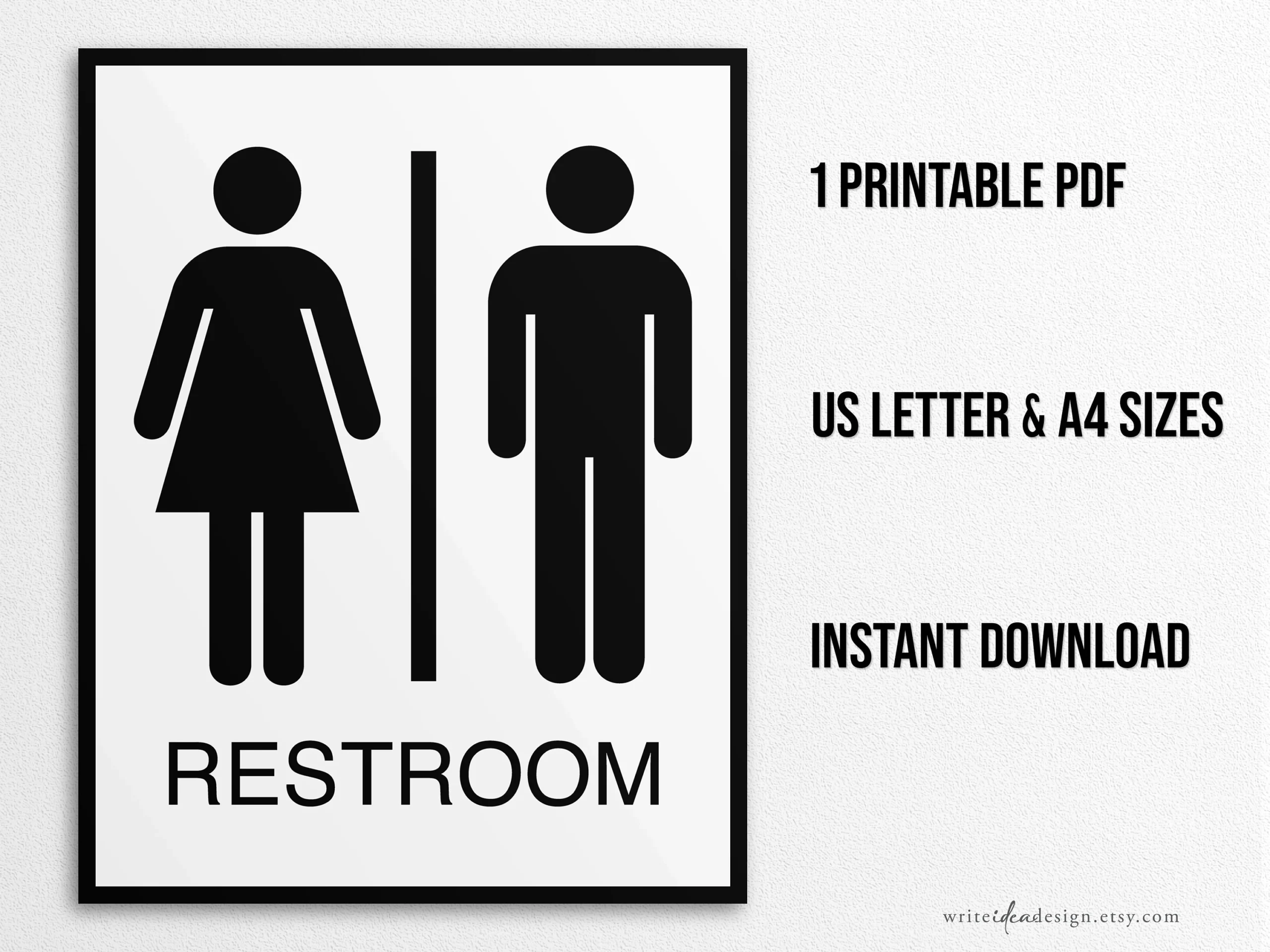 Printable Restroom Sign US Letter And A4 Sizes Instant Download PDF Etsy