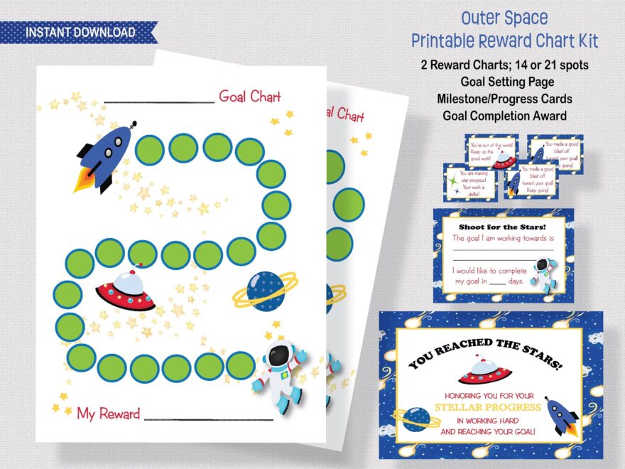 PRINTABLE REWARD CHART For Kids Space Reward Chart Bundle Outer Space Goal Setting Space Behavior Chart Goal Chart Kit Instant Download Etsy