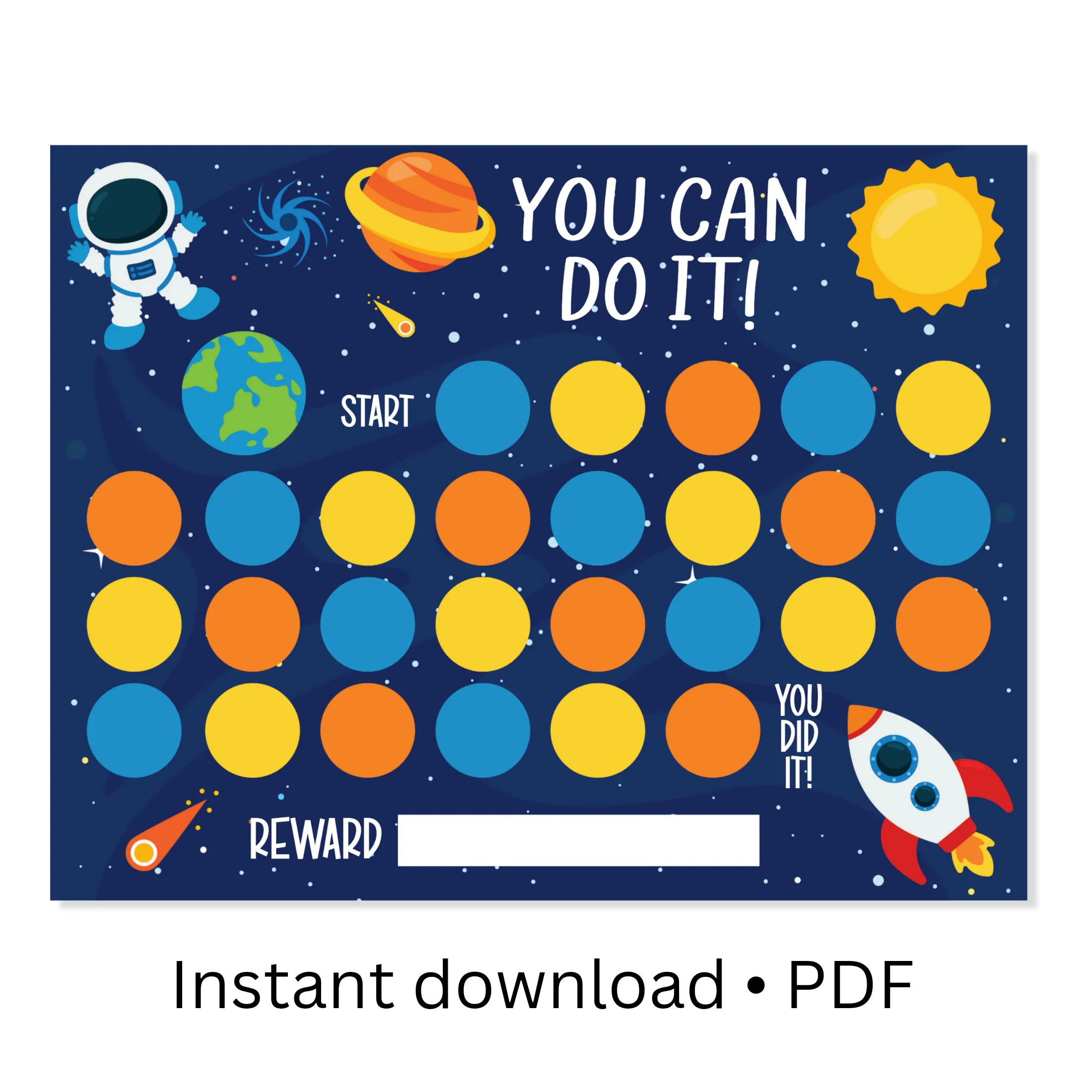 Printable Reward Chart Instant Download Outer Space Reward Chart PDF Etsy