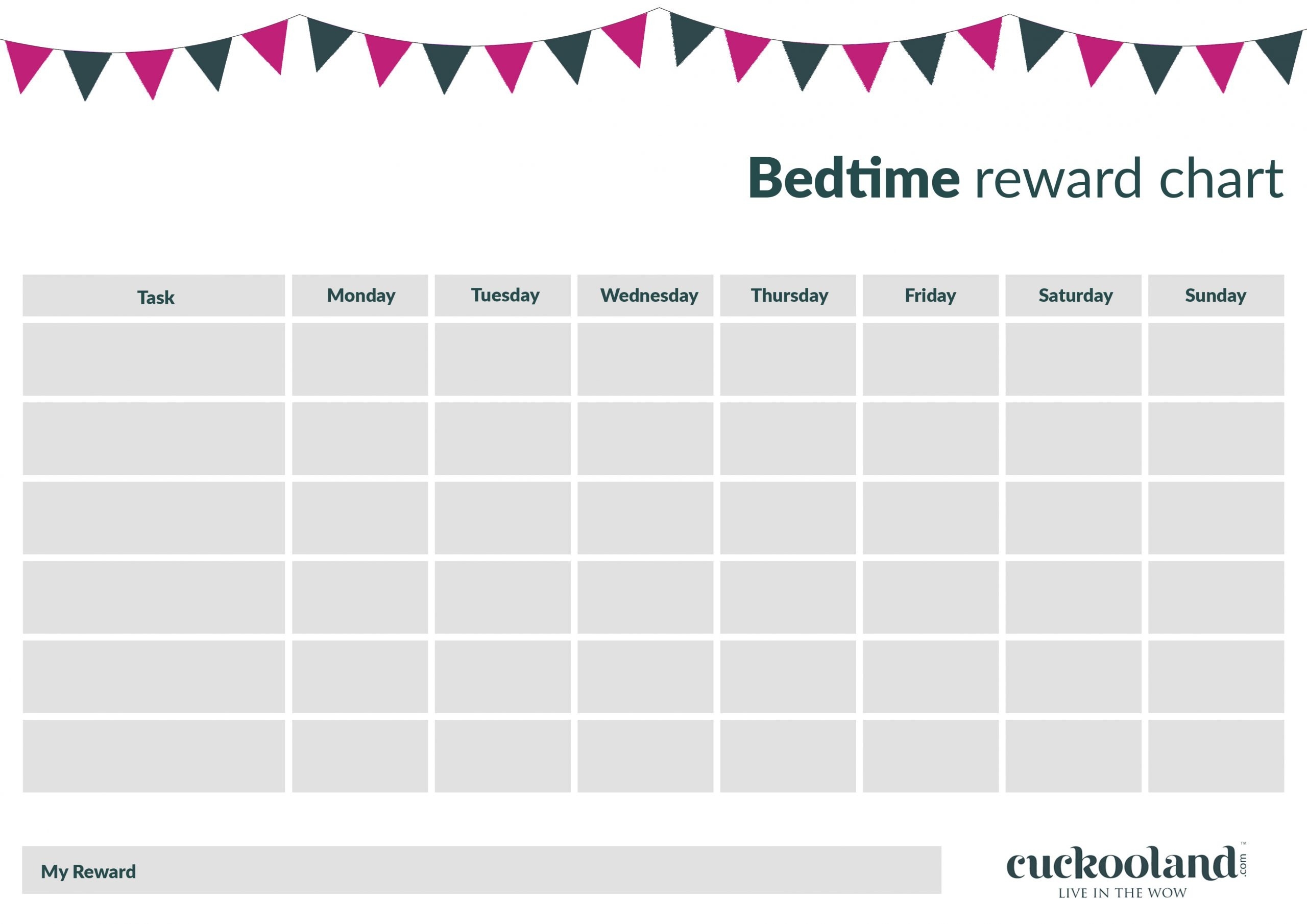 Bedtime Reward Chart Printable Free