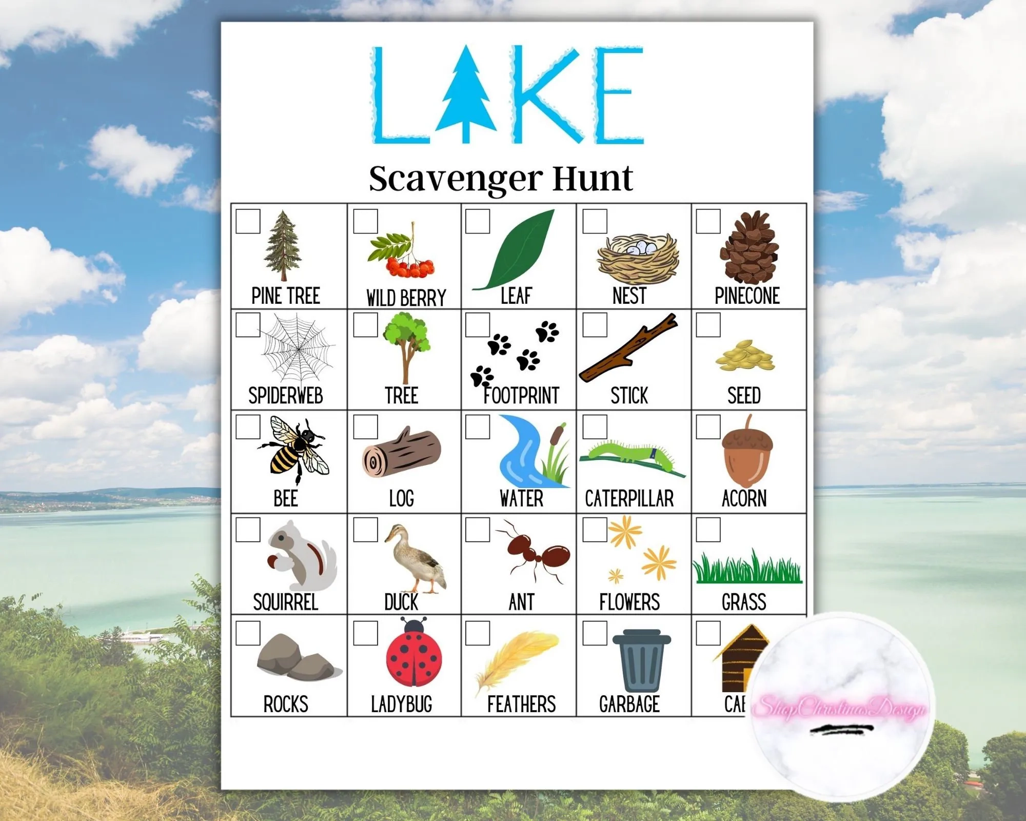 Printable Scavenger Hunt Lake Scavenger Hunt Outdoor Scavenger Hunt Lake Treasure Hunt Kids Scavenger Hunt Lake Kids Activities Games Etsy