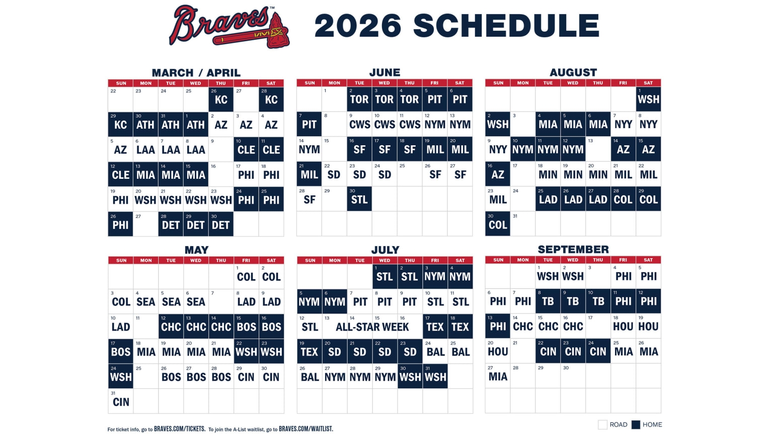 Printable Schedule Atlanta Braves