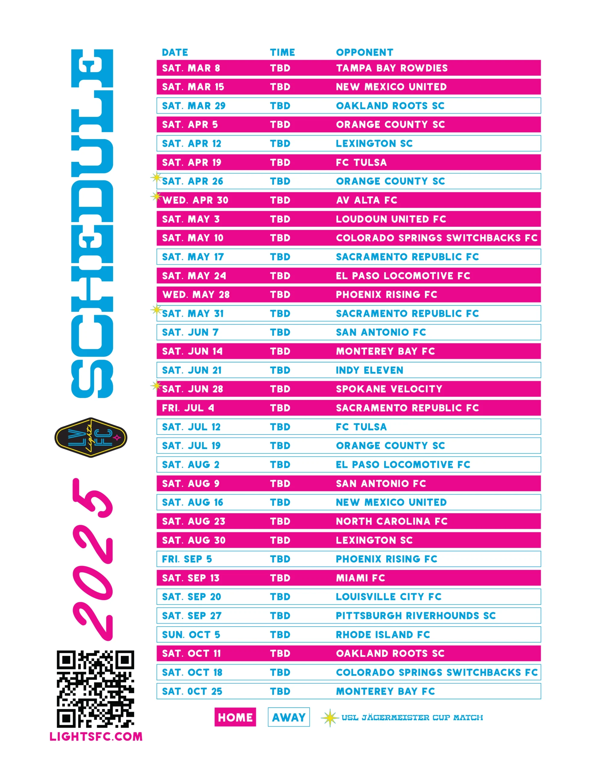 Printable Schedules Las Vegas Lights FC