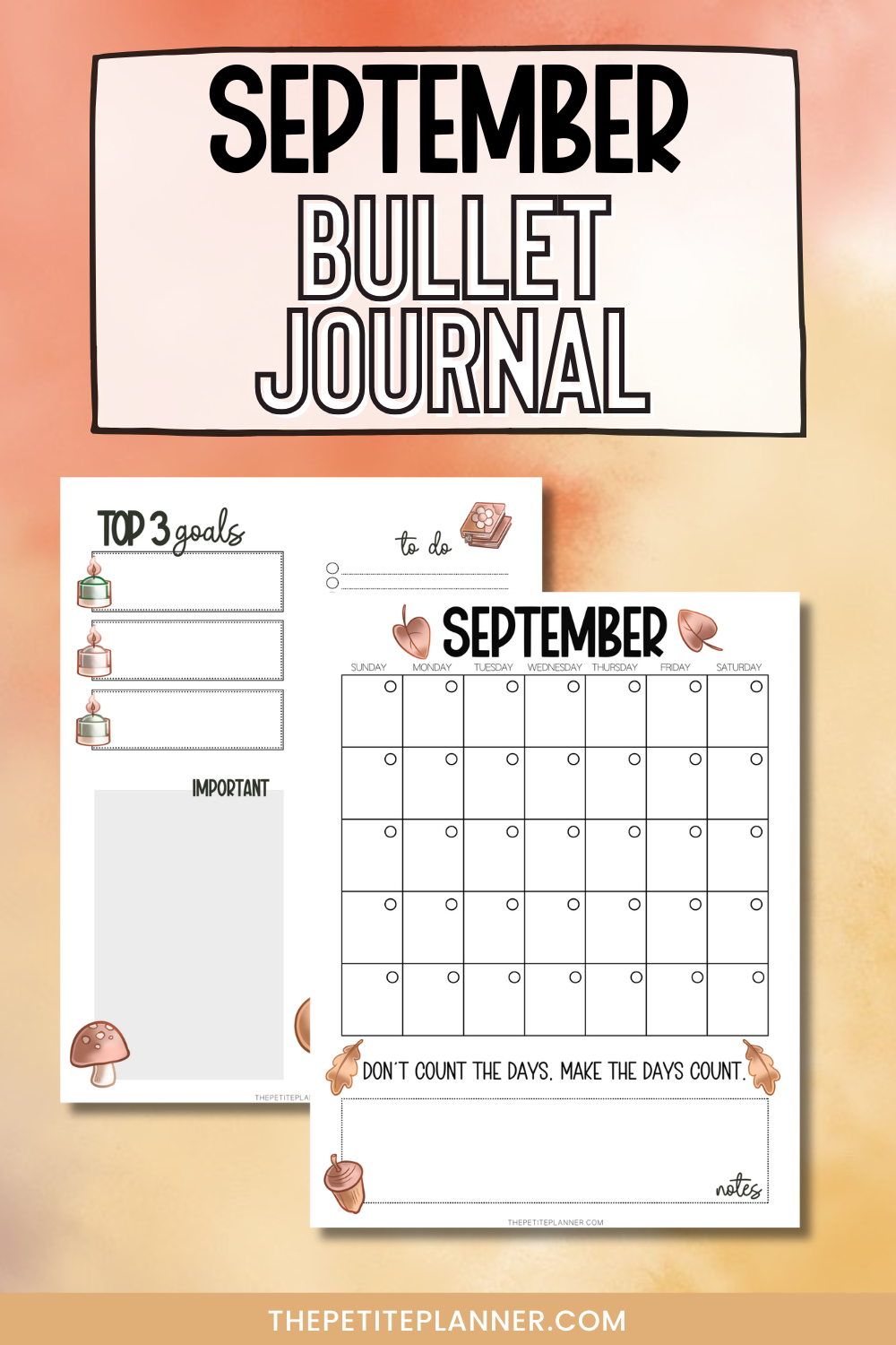 Printable September Planner Pages Calendar Habit Tracker 