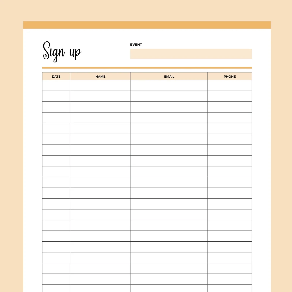 Freee Printable Sign Up Sheets