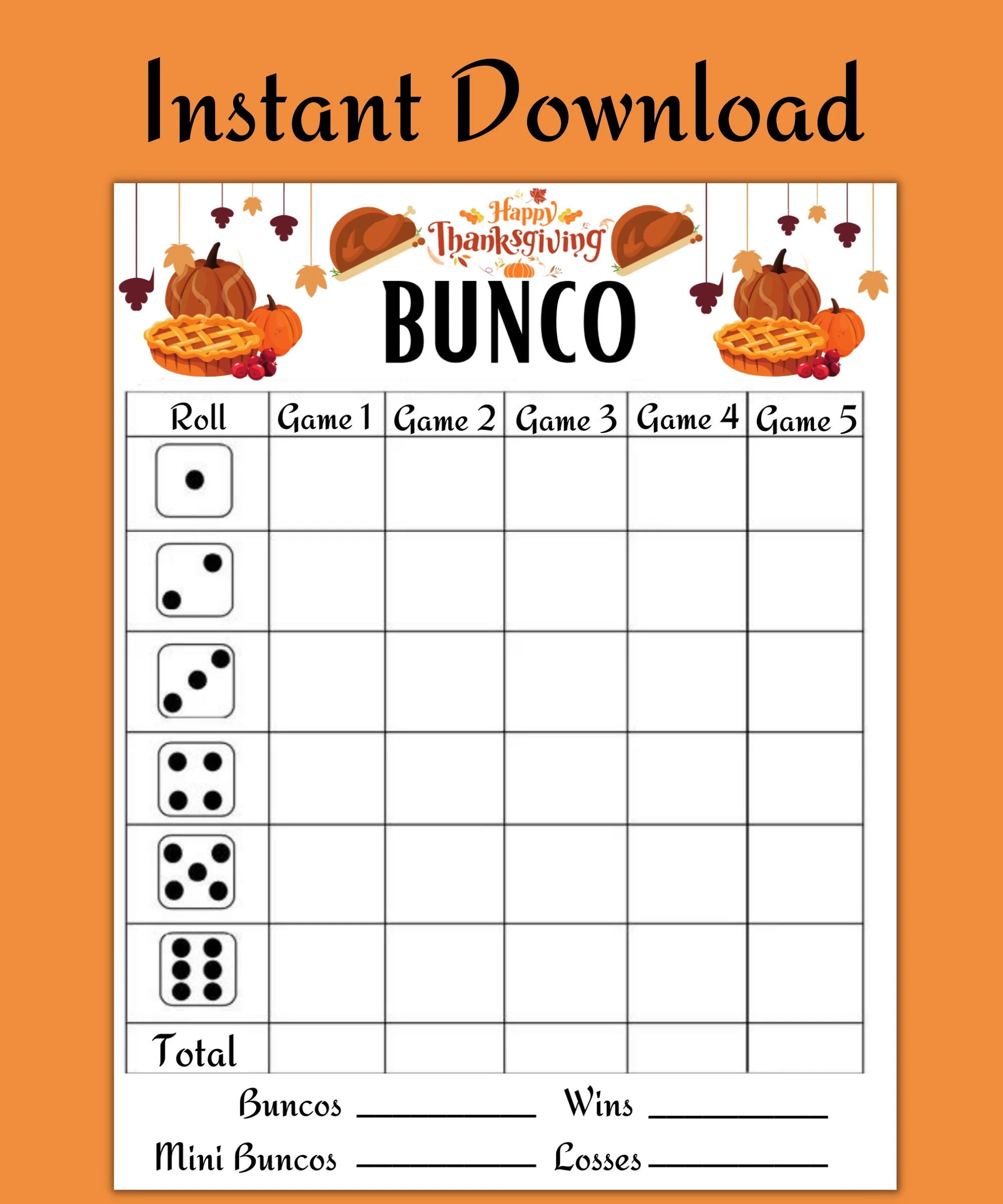 Bunco Score Sheets Printable