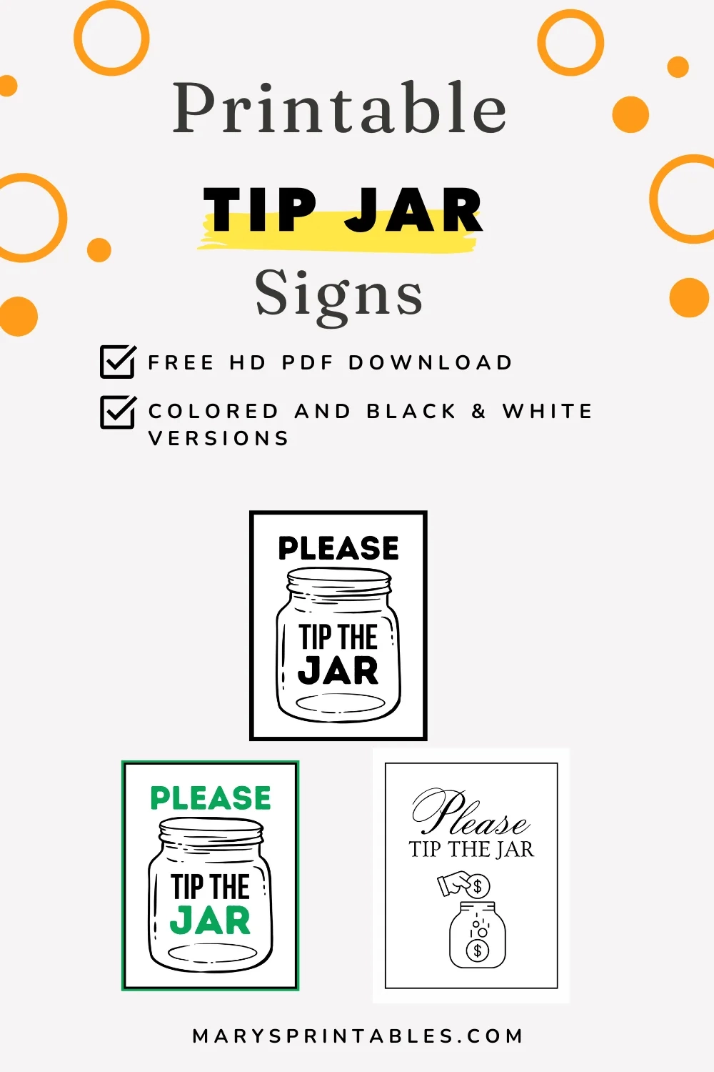 Printable Tip Jar Signs Free Cute Clever Designs