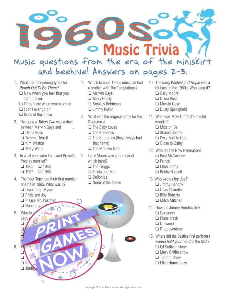 Free Printable Trivia For Senior Citizens