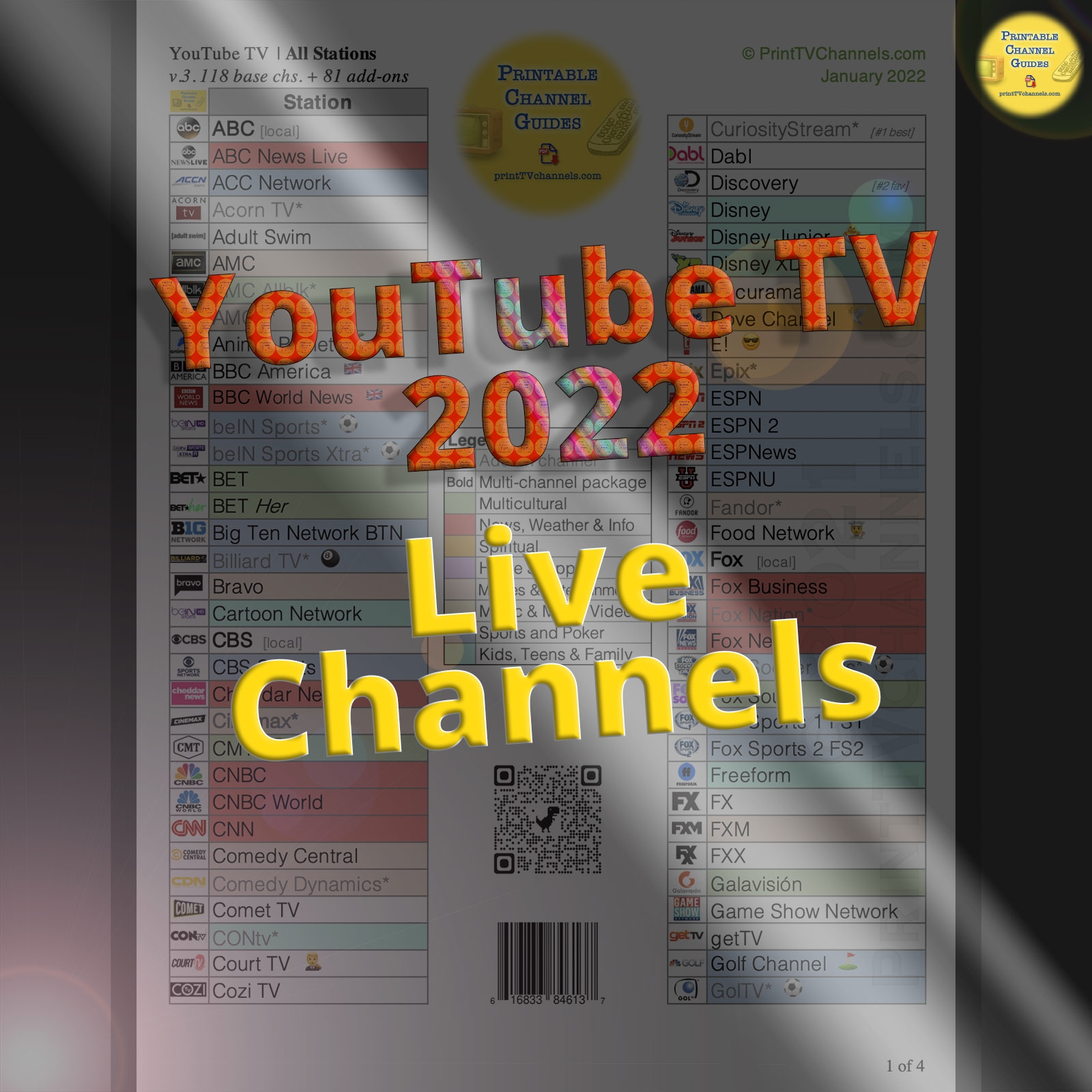 Youtube Tv Channel List Printable