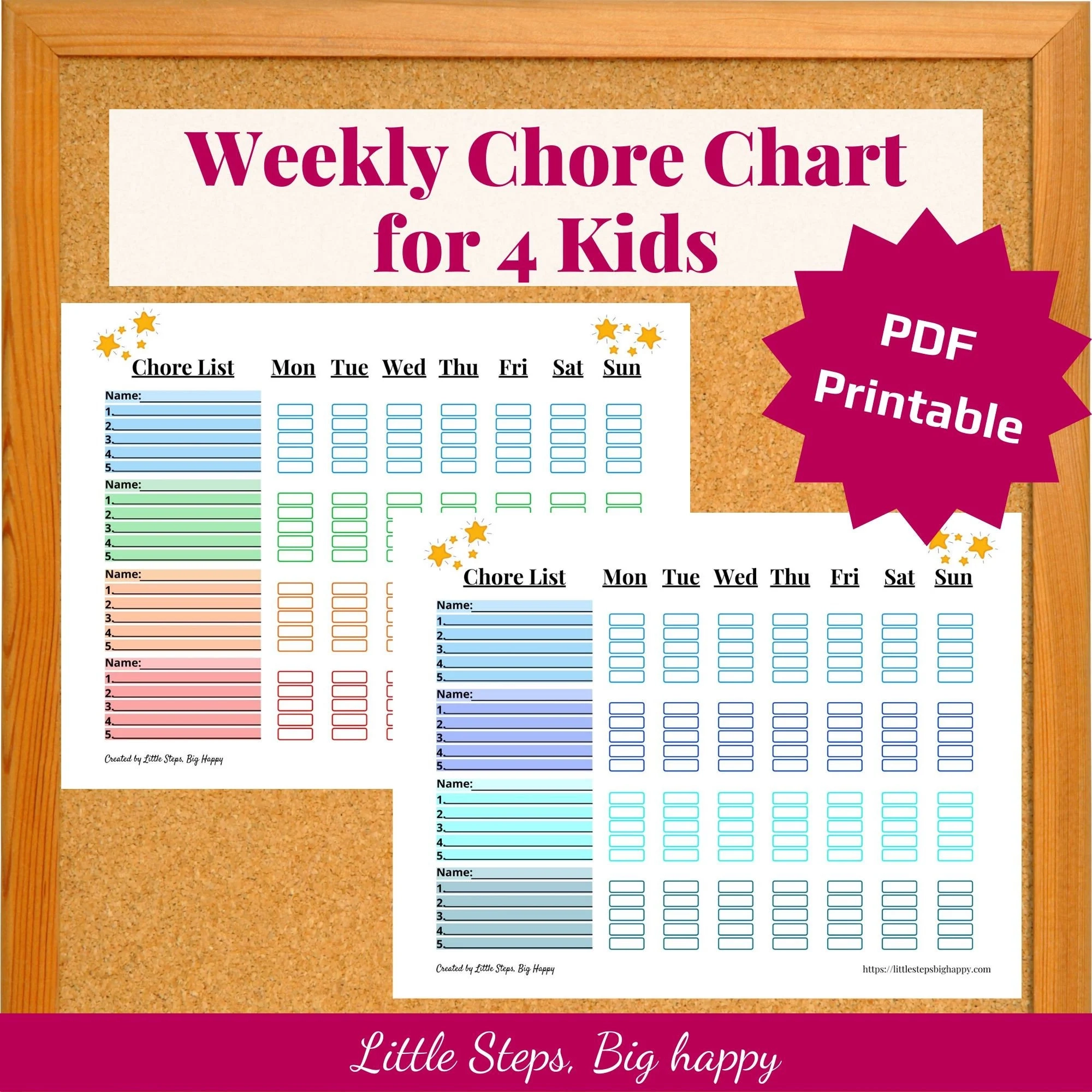 Four Child Chore Chart Printable