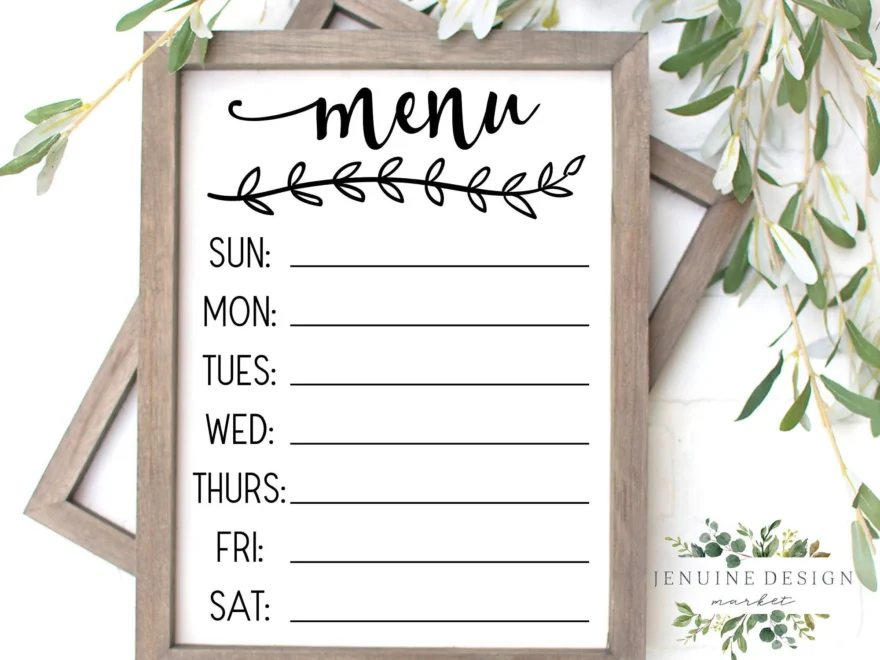Printable Weekly Menu Menu Board Meal Planning Board Menu SVG Etsy