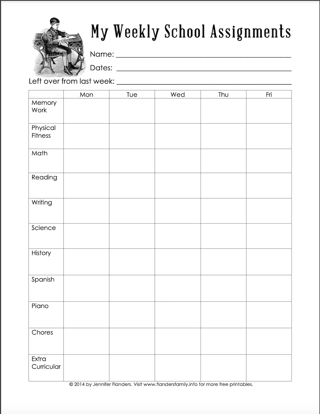 Printable Weekly Planners For Home Or School Flanders Family Home Life