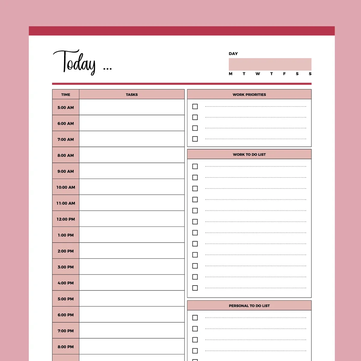 Printable Work From Home Planner Instant Download PDF A4 US Letter Plan Print Land
