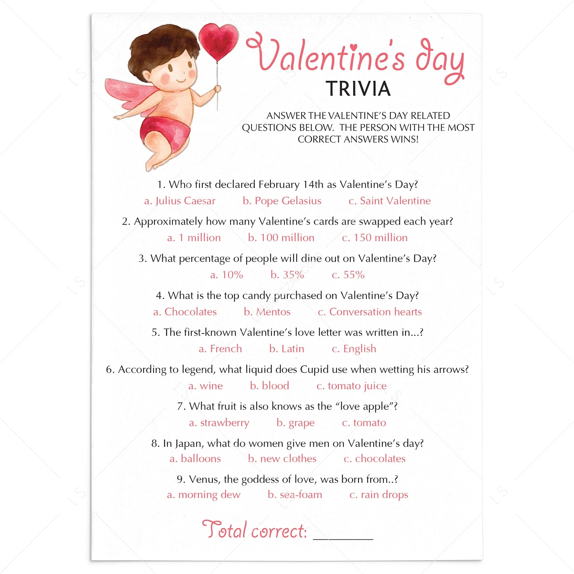 Printable Zoom Valentine s Day Trivia Quiz Instant Download LittleSizzle