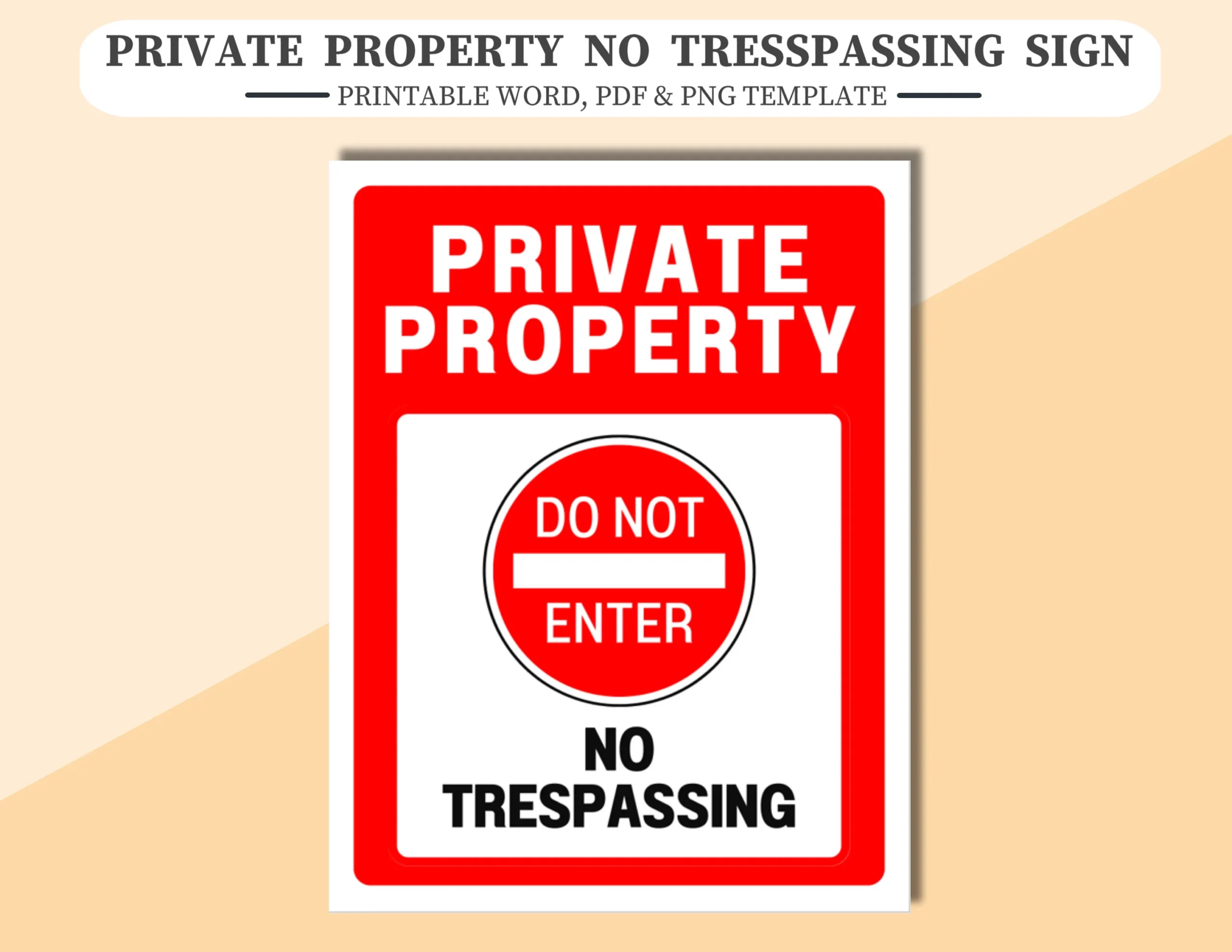 Private Property No Trespassing Sign Printable Word And PDF File Plus PNG Image File Etsy