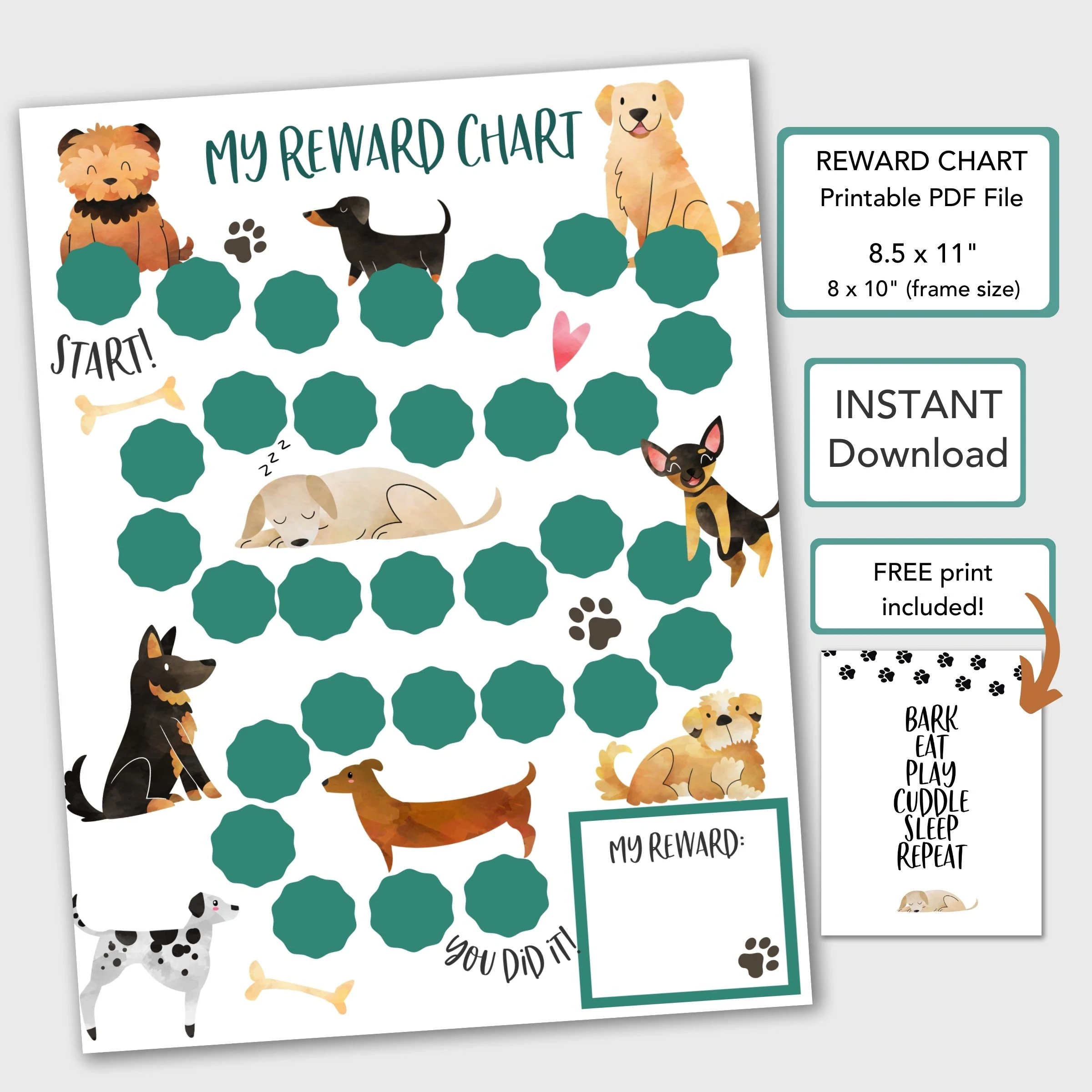 Puppy Dog Reward Chart For Kids Behavior Chart Printable Chore Chart Toddlers PDF Instant Download Toddler Sticker Chart Kids Chart Etsy