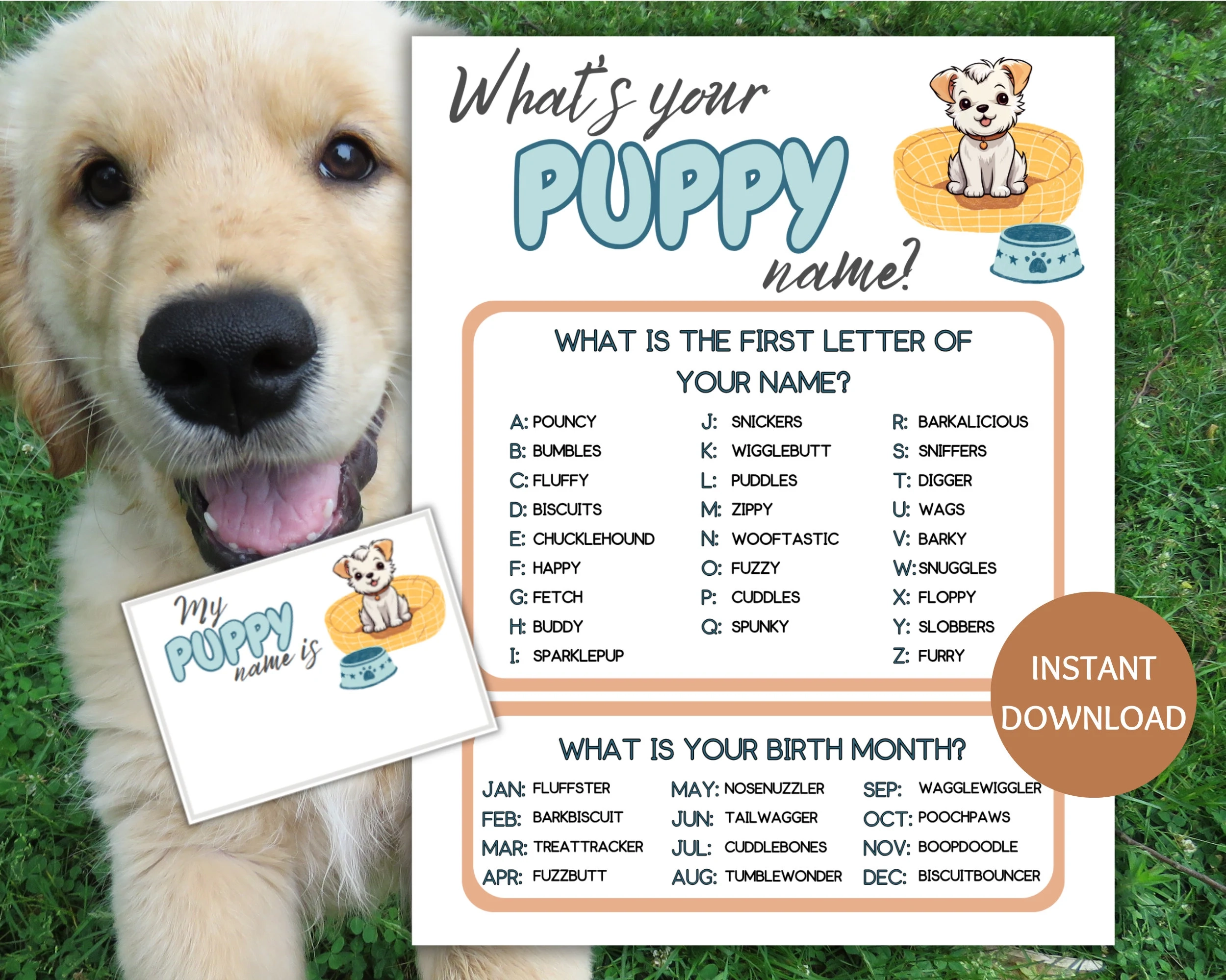 Puppy Name Game Printable What s Your Puppy Name Game Name Generator Game With Name Tags Dog Party Game Dog Birthday Party Etsy Hong Kong