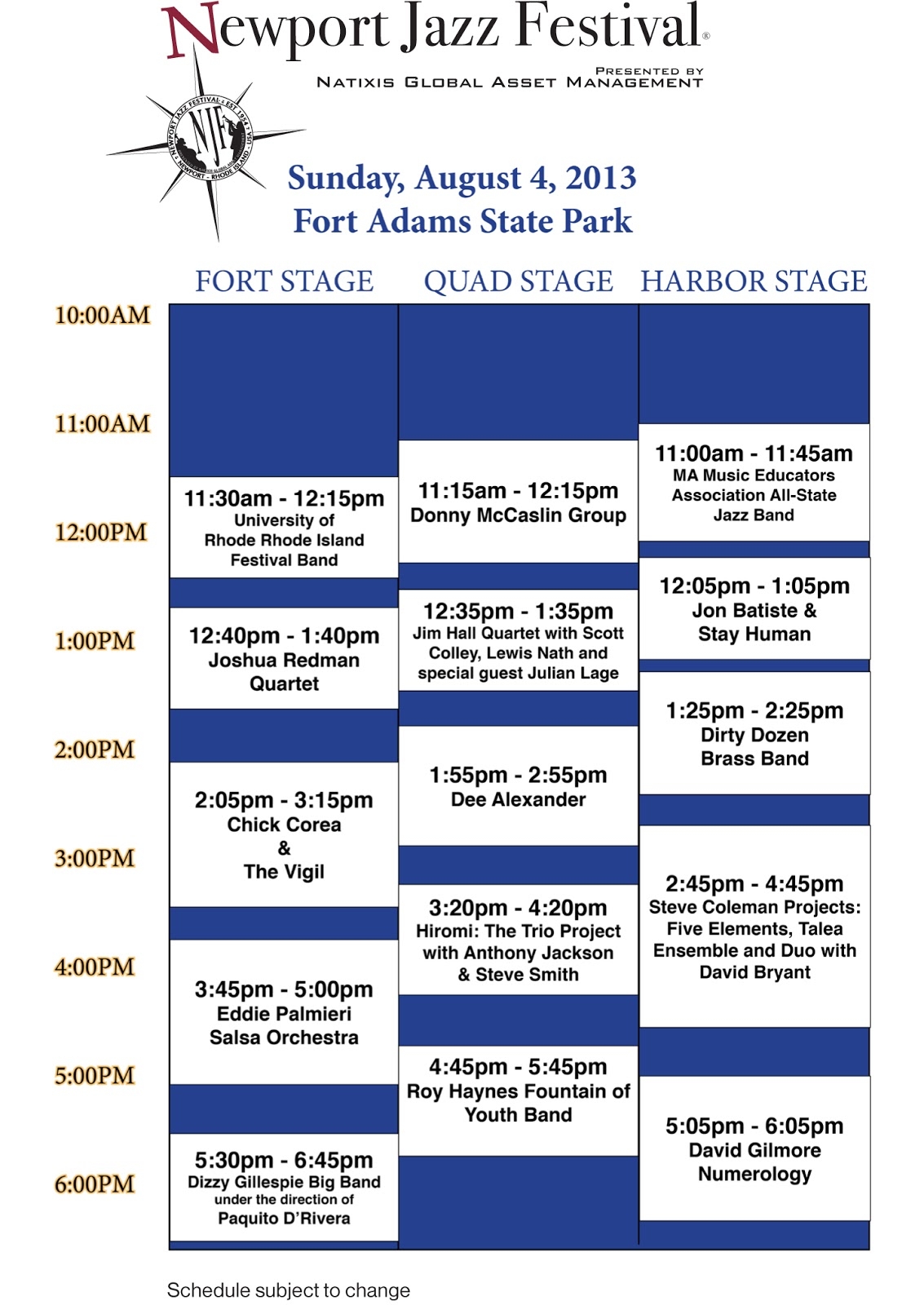 Quirky NY Chick 2013 Newport Jazz Festival Schedule