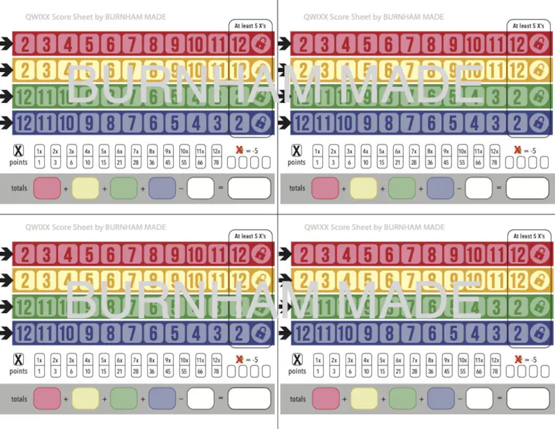 Qwixx Mix Score Sheets Printable Qwixx Mix Score Sheets Printable